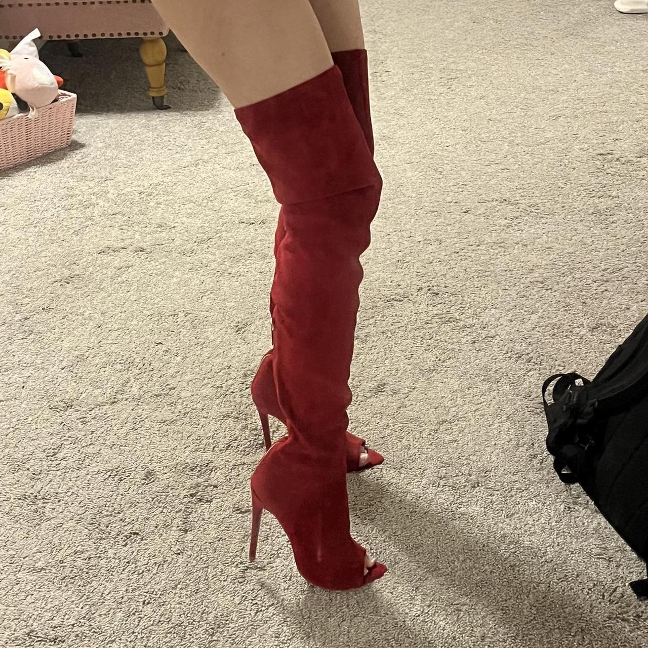 high boots red