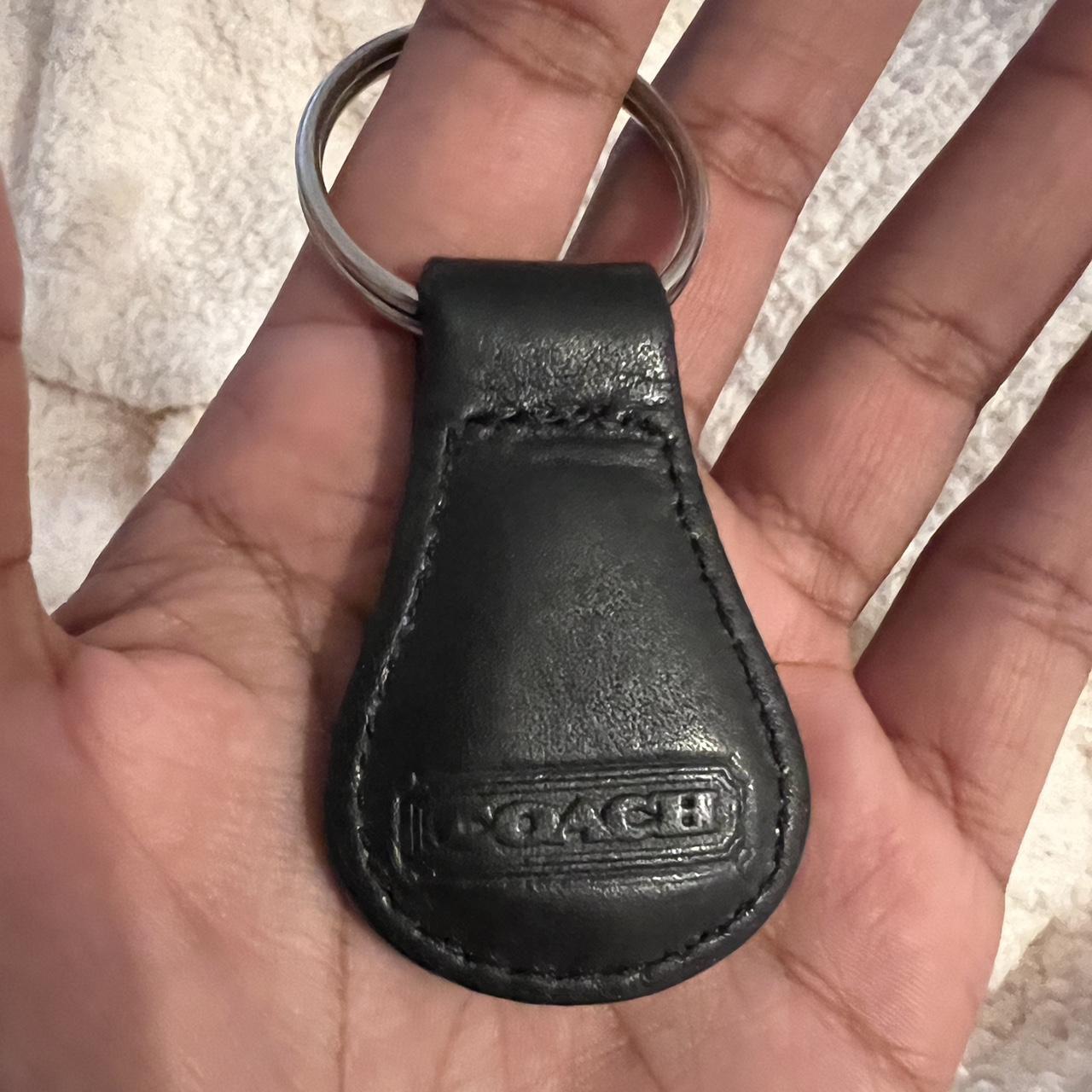 vintage black leather coach key ring. ships free w... - Depop