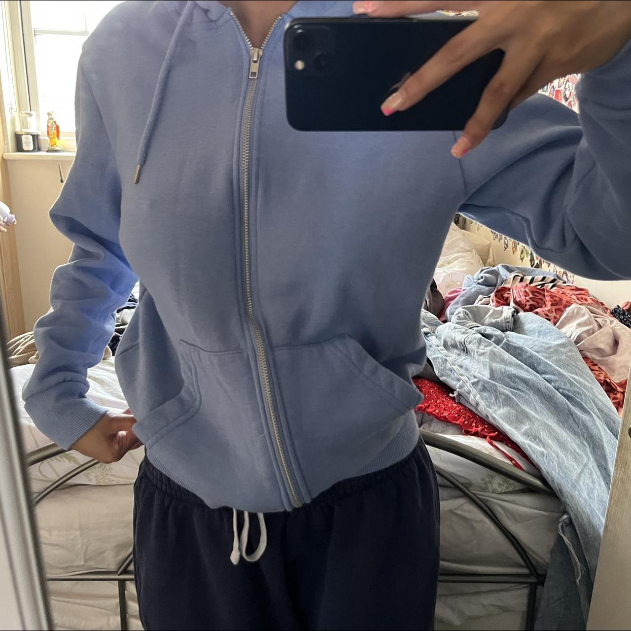 baby blue zip up hoodie worn a few times but perf... Depop