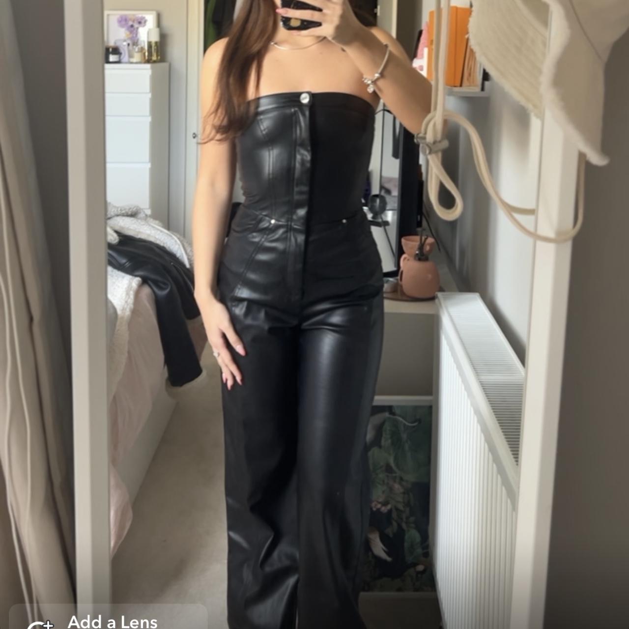 Bershka leather jumpsuit Size 4 6 bershka zara Depop