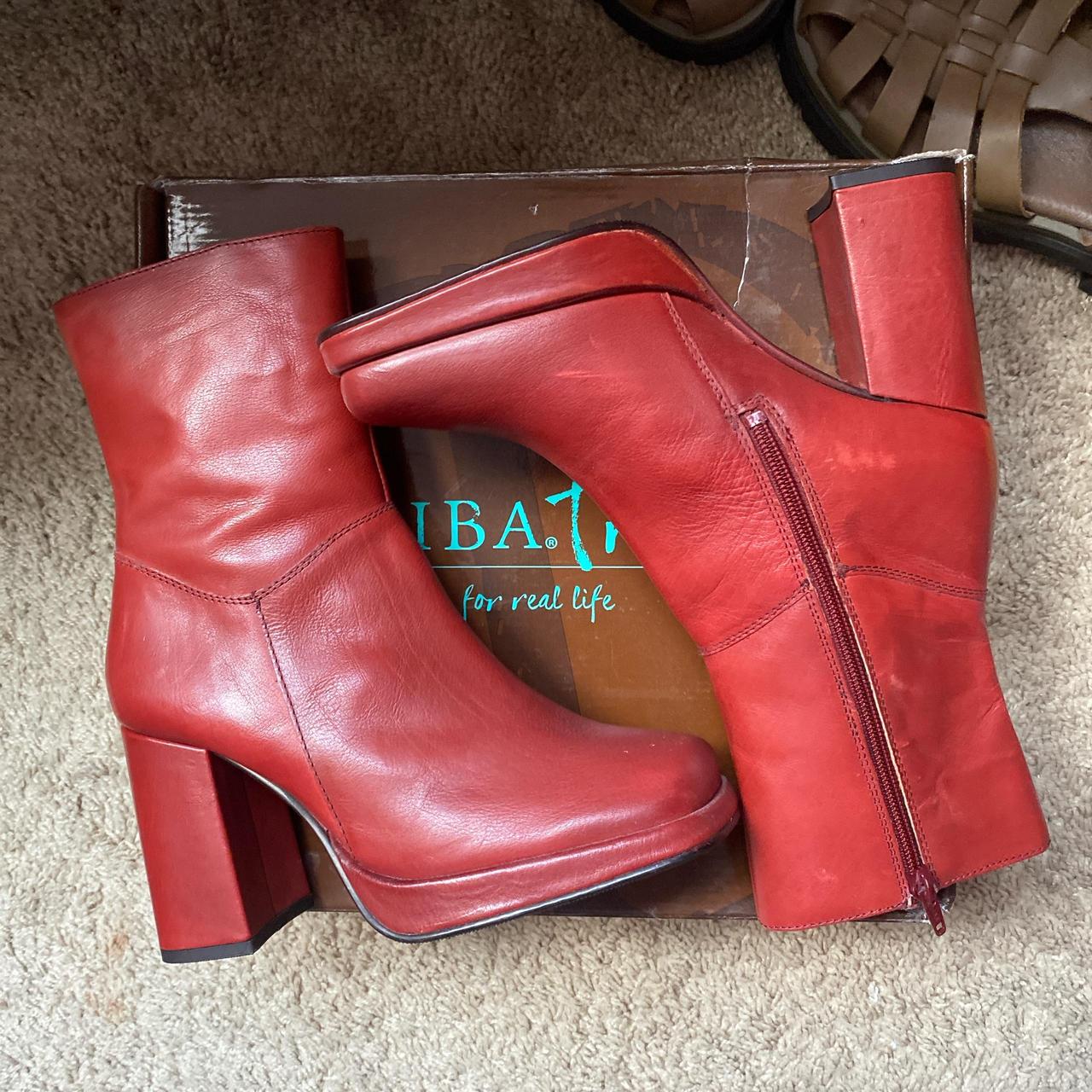 Diba True Cherry Red Leather Booties - Depop