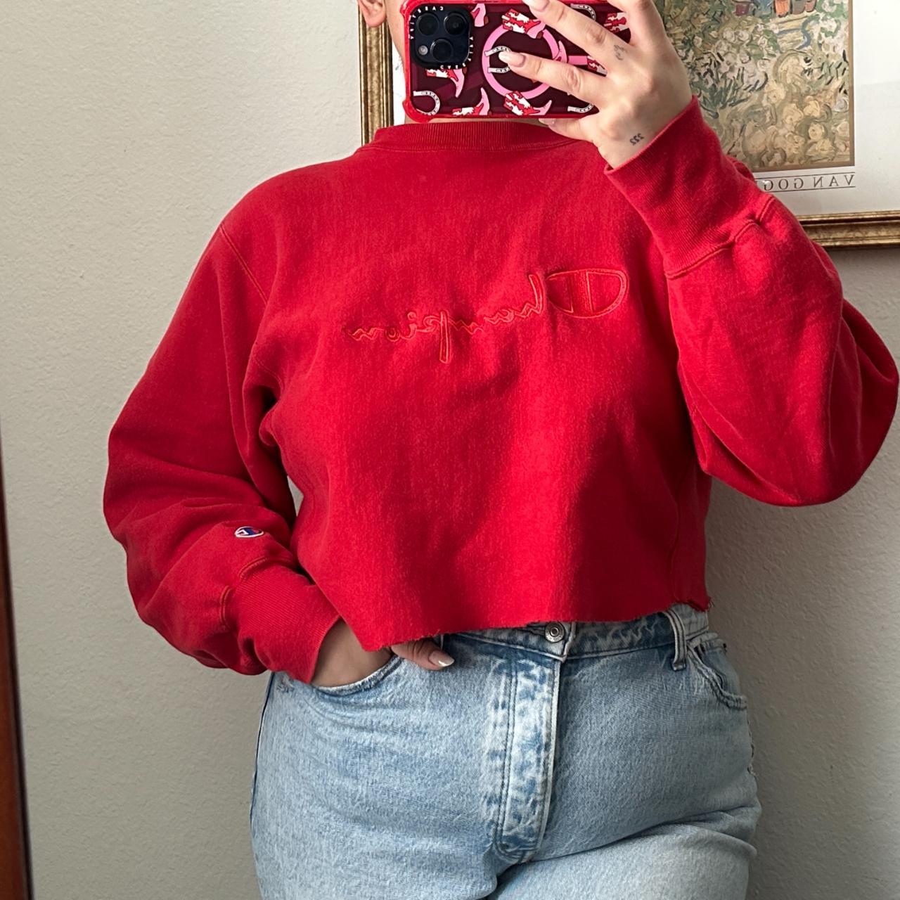 Champion cropped hotsell sweater red