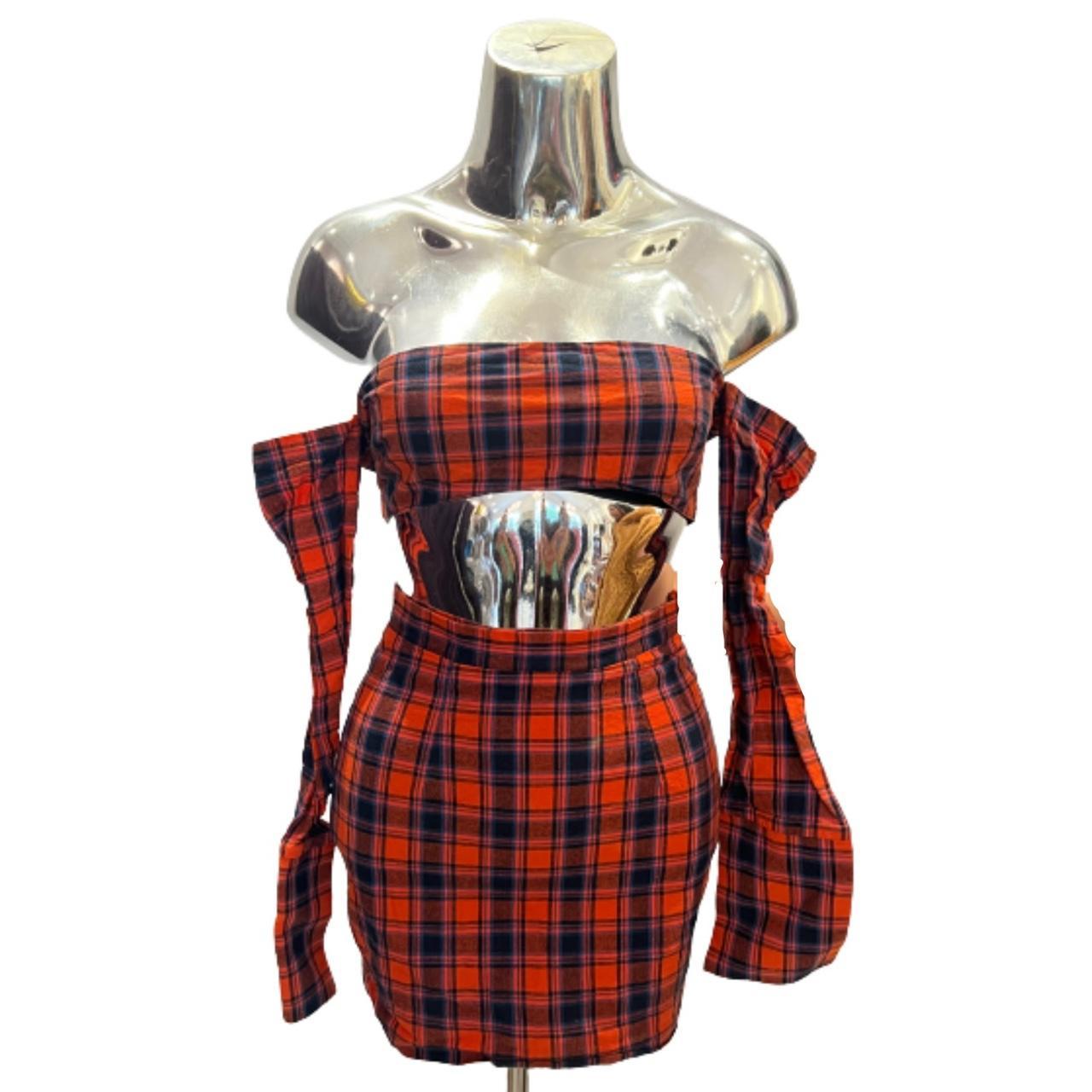 Mistress Rocks Plaid Two Piece Set, Off The Shoulder...