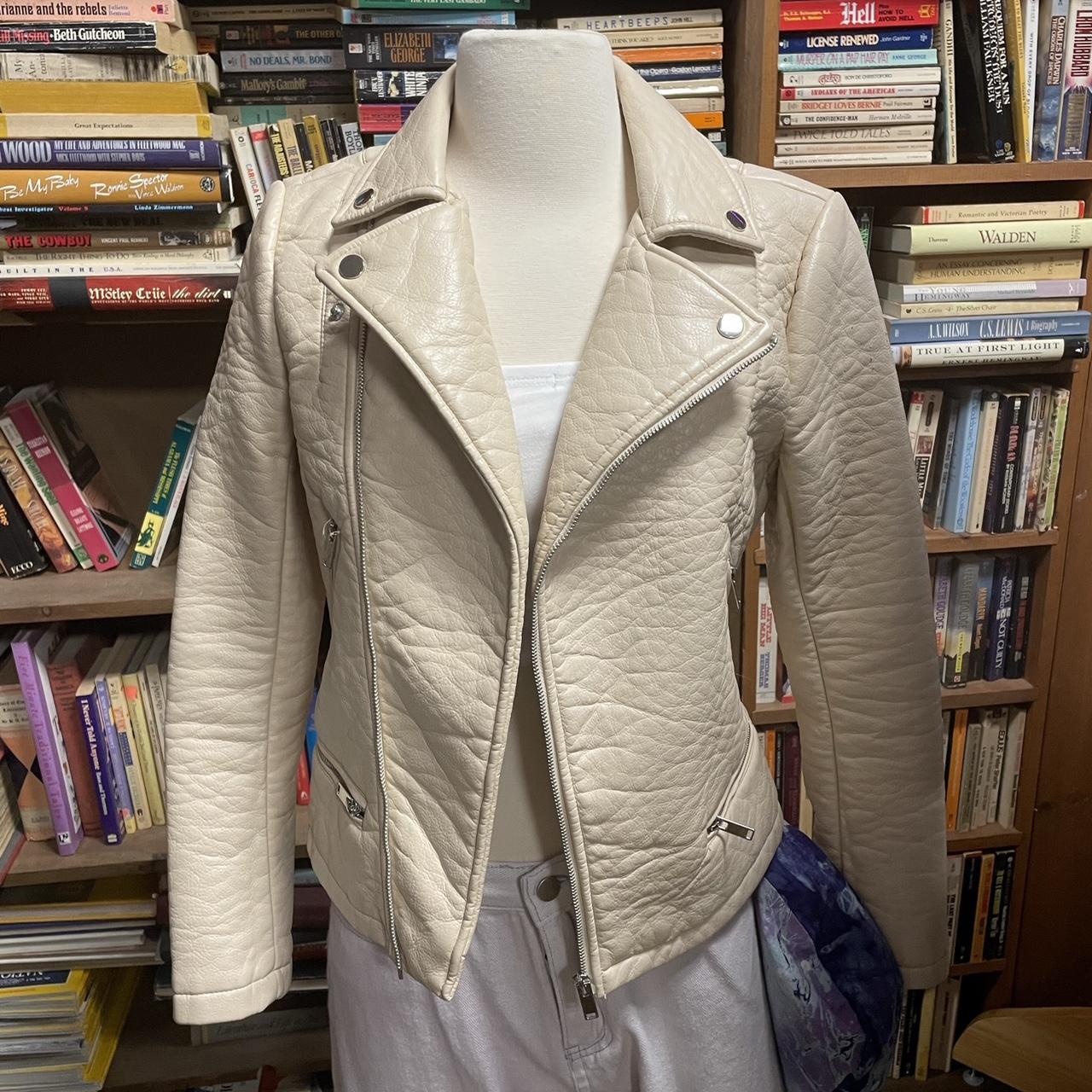 Zara Basic faux leather jacket off white/cream