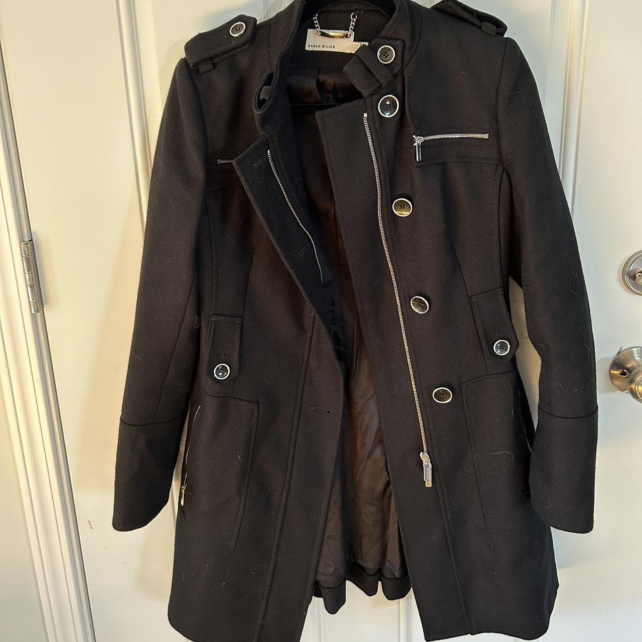 Karen Millen black coat (missing tie belt) US 8 but... - Depop