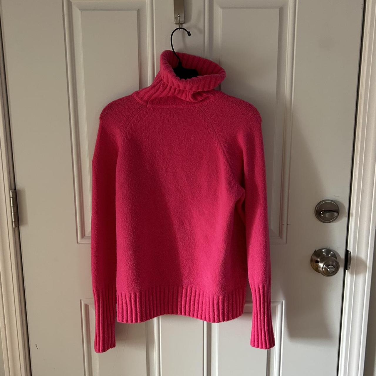 Hot pink turtleneck with a chunky bunchable... - Depop