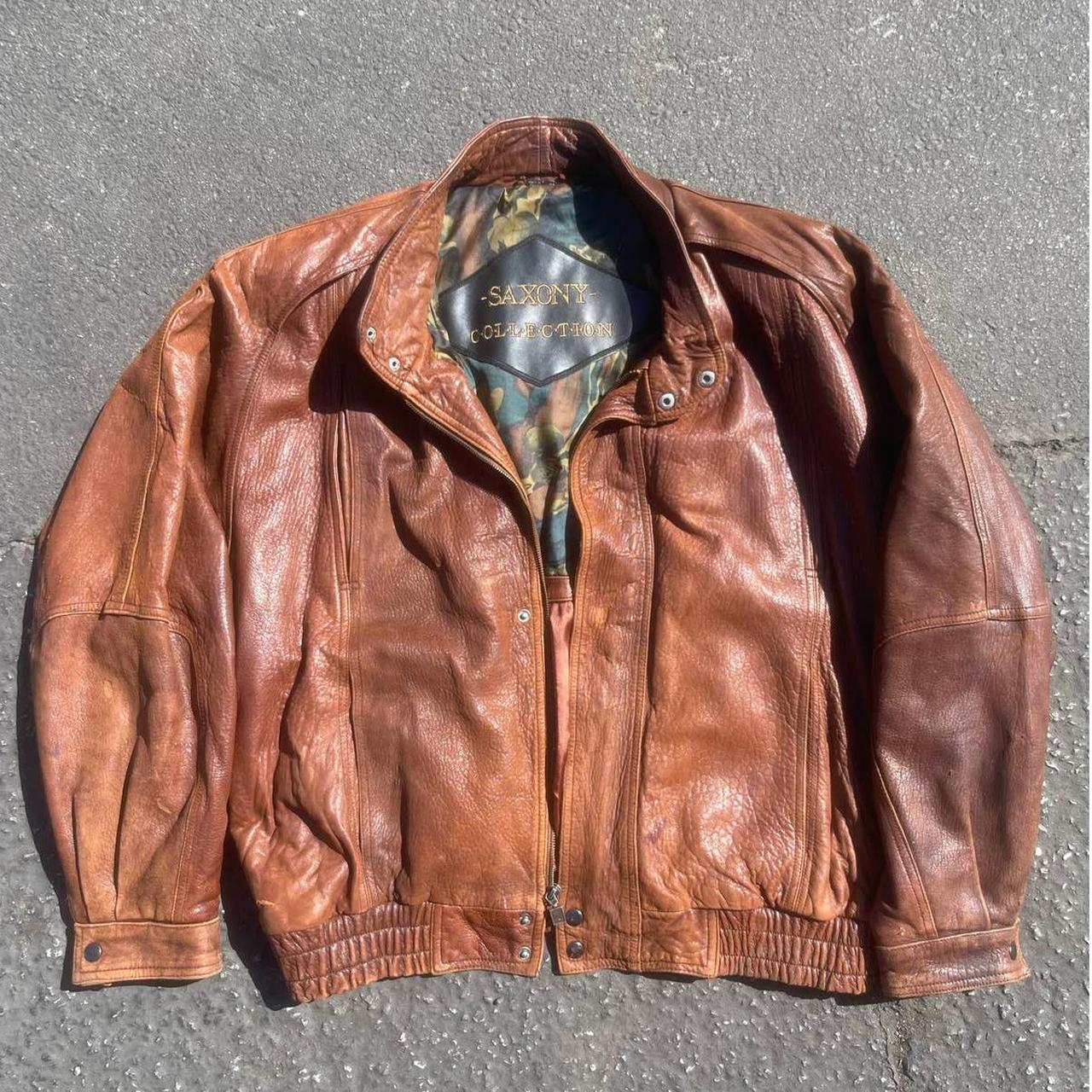SAXONY Lambskin Genuine Vintage Leather Jacket... - Depop