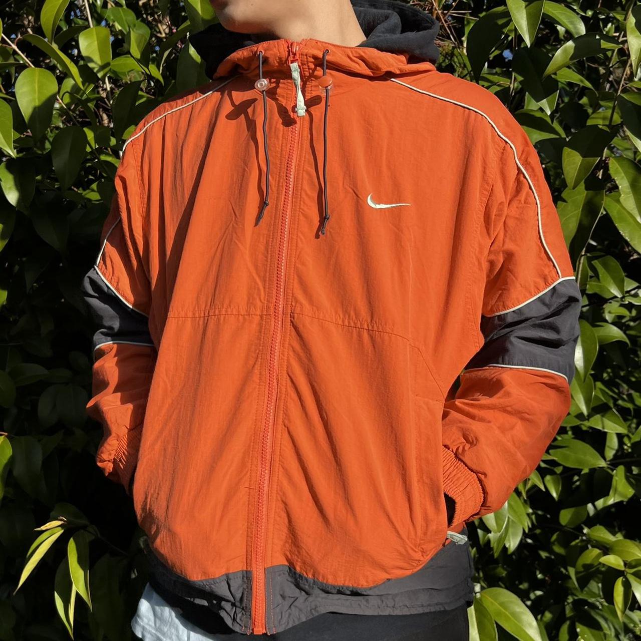 NIKE Vintage 1980s top Men’s Nike Orange Half Zip Anorak Windbreaker Nylon Jacket