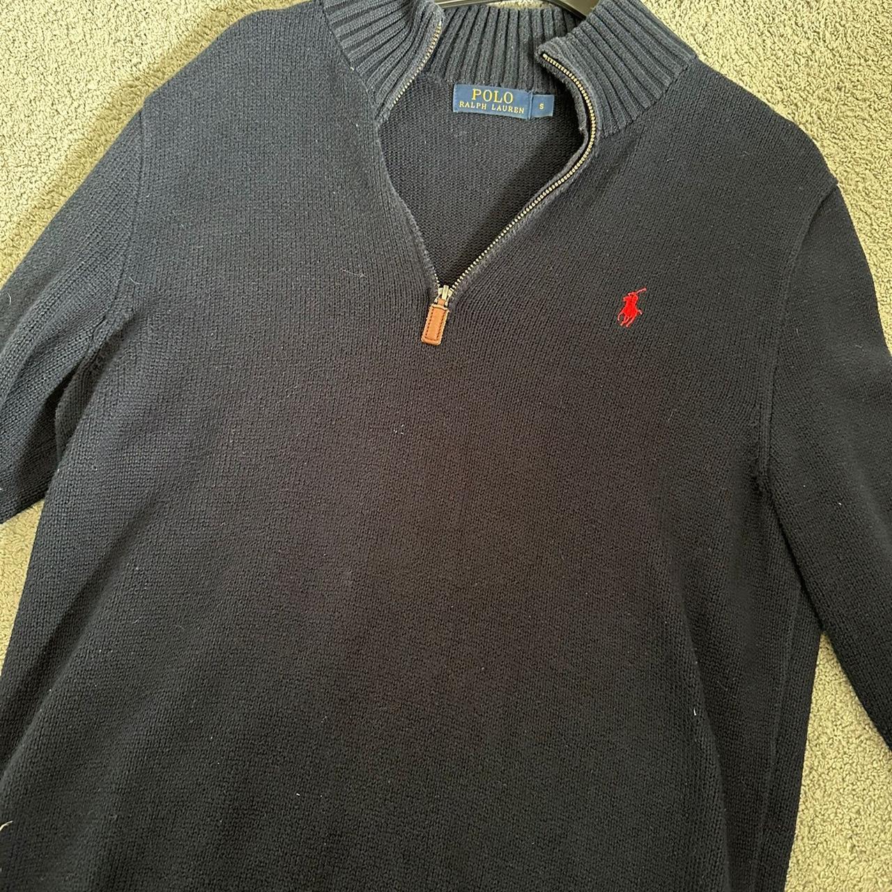 Mens quarter zip Ralph Lauren jumper navy blue Two... - Depop