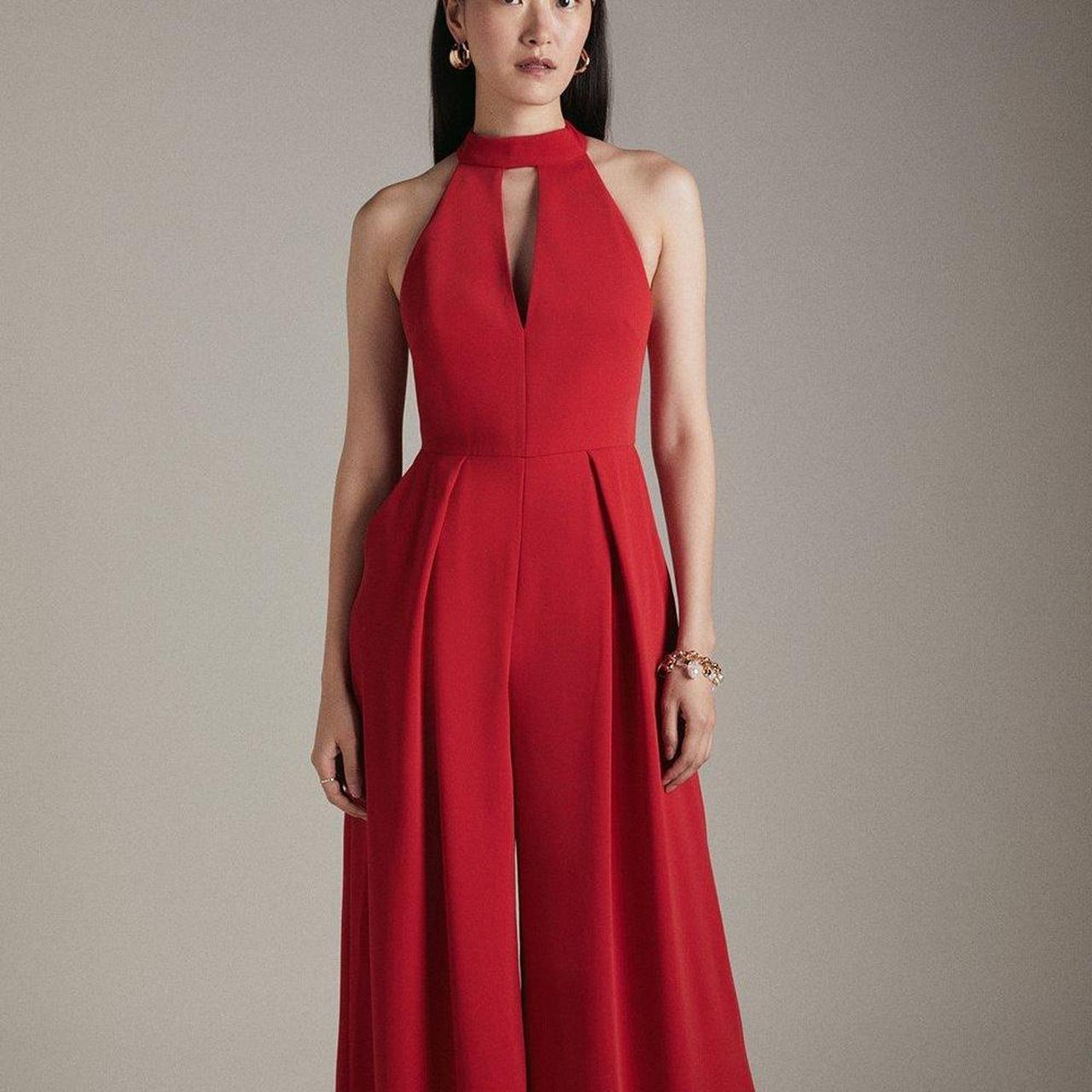 Karen Millen Women's Red Jumpsuit Depop