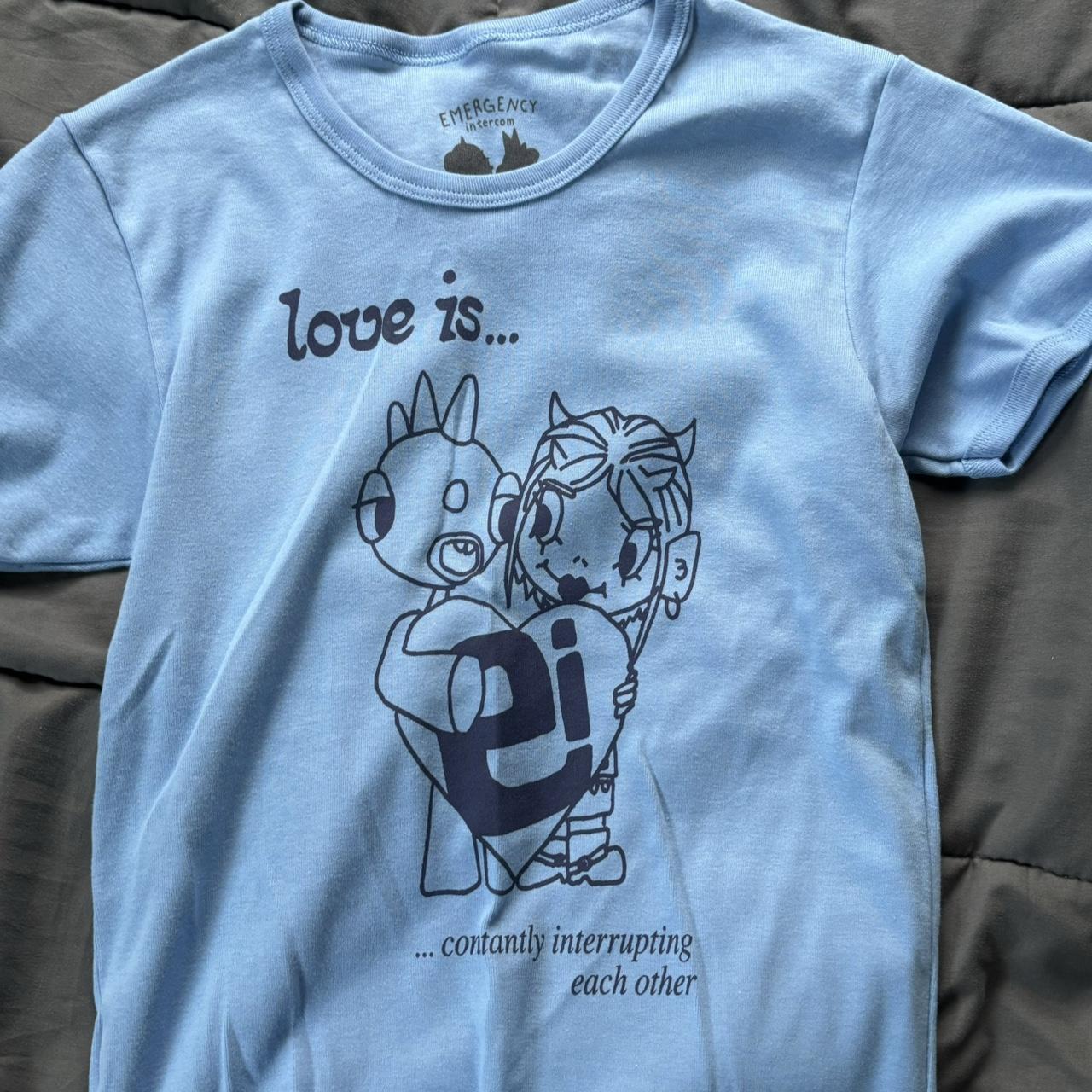 トップス heaven EMERGENCY INTERCOM BABY TEE Just looking to trade ! emergency intercom love is | Depop