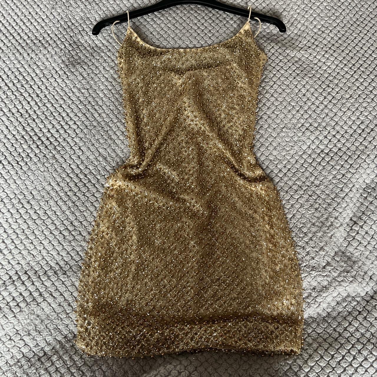 Gold glitter Oh Polly mini dress size 6 Worn once... - Depop