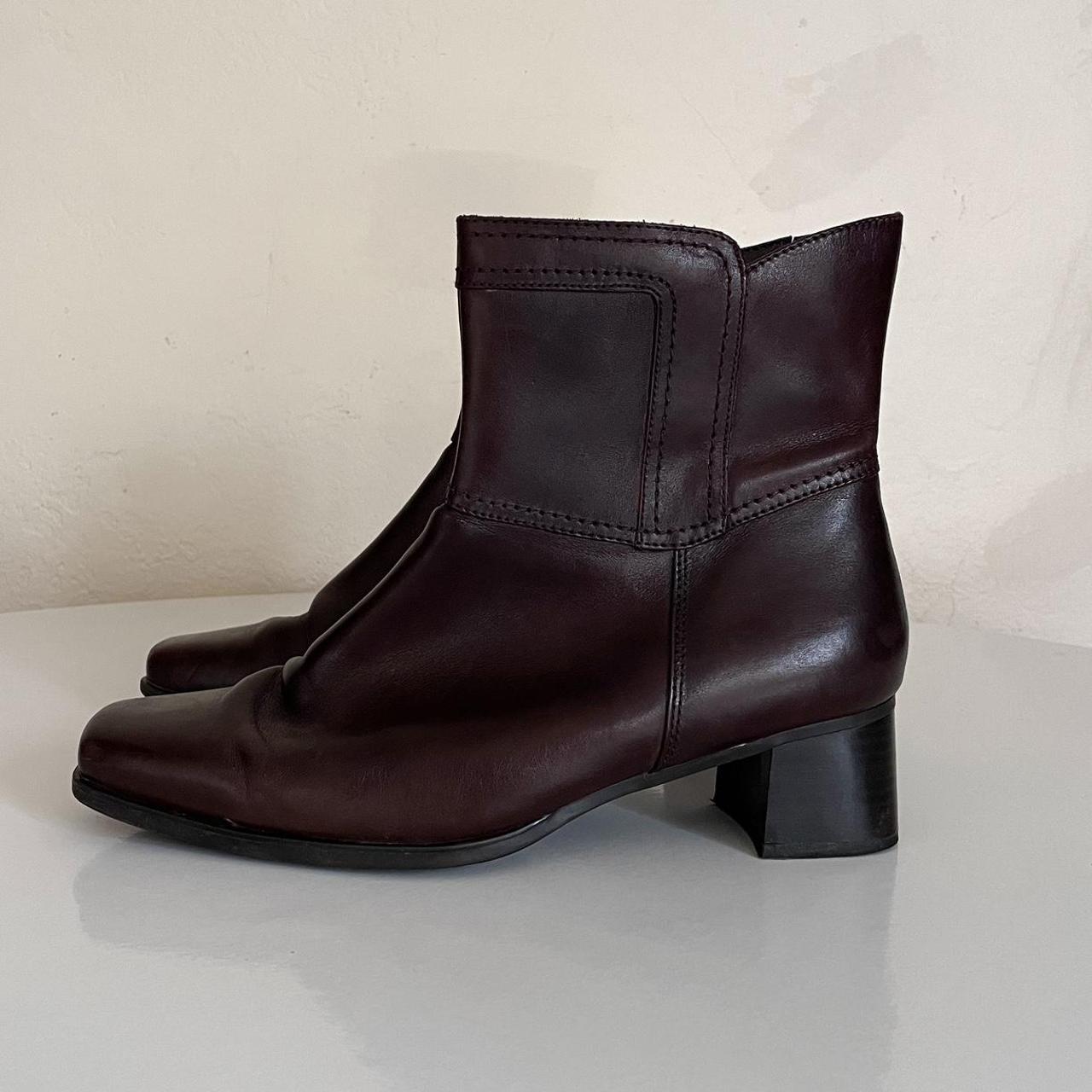 Square toe brown y2k ankle boots Size aus 8.5 Us... - Depop