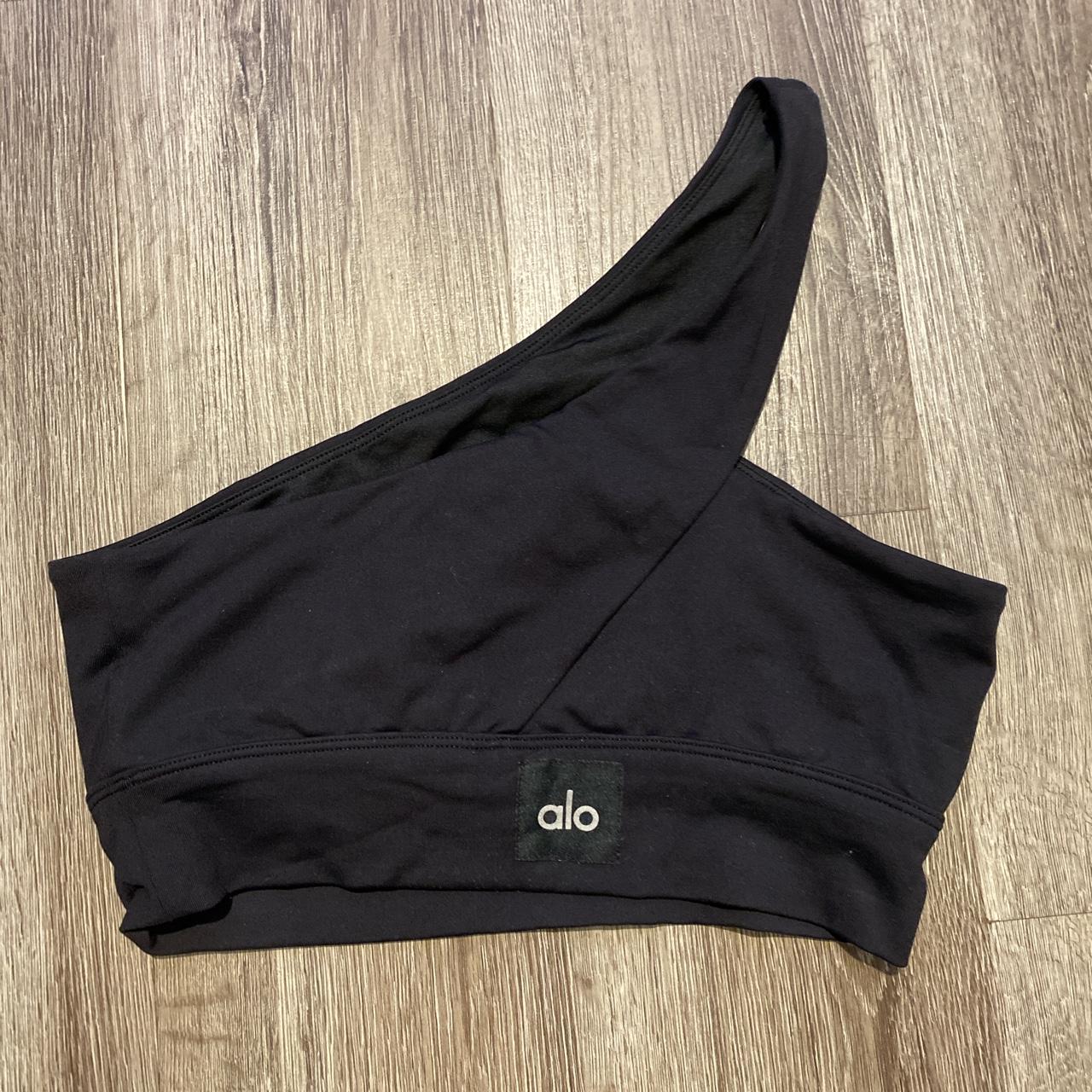 ALO Yoga Black Diagonal Flex Bra Depop