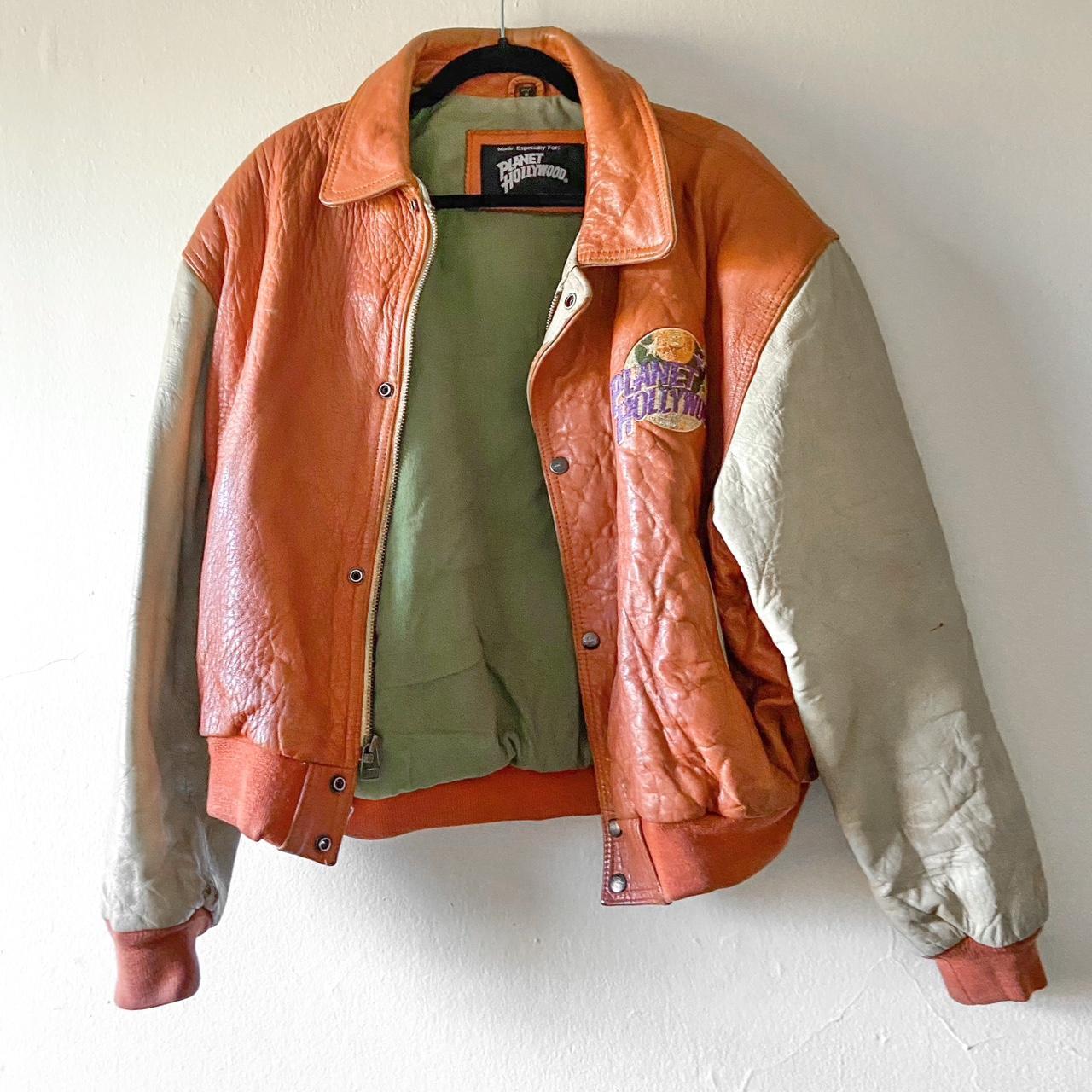 Vintage Planet Hollywood tan caramel orange leather... - Depop