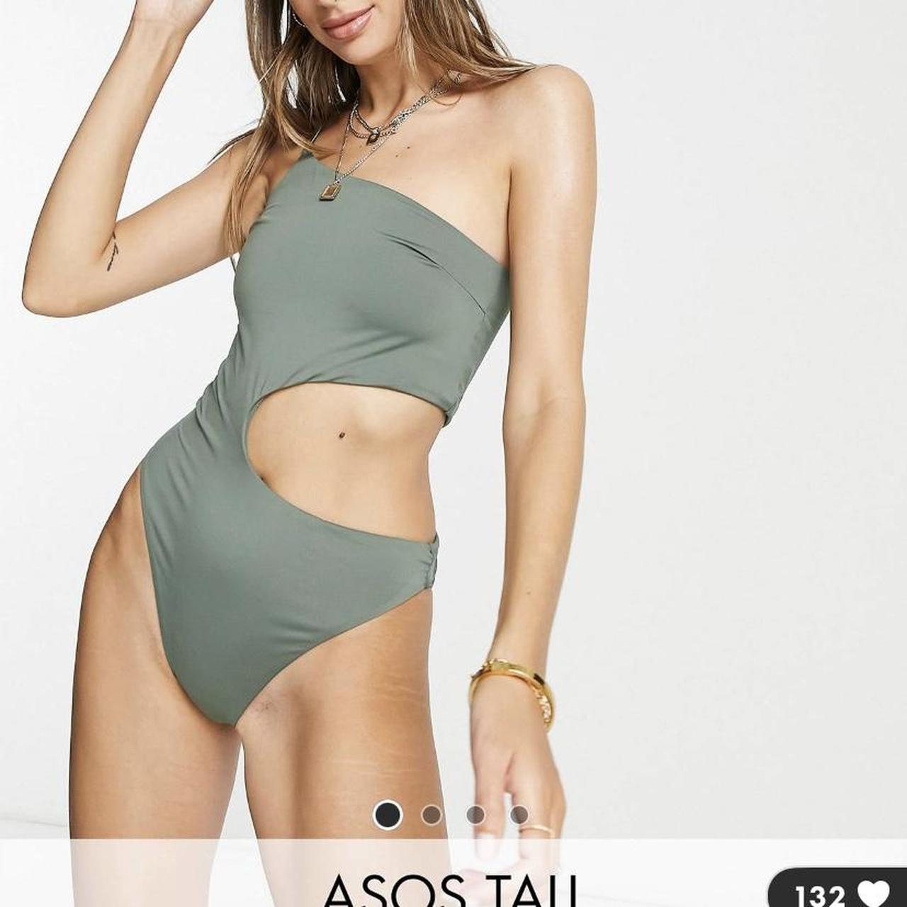 Asos design tall one shoulder cut out swimsuit