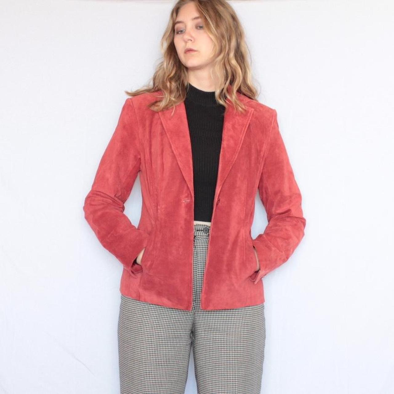 Red suede online blazer