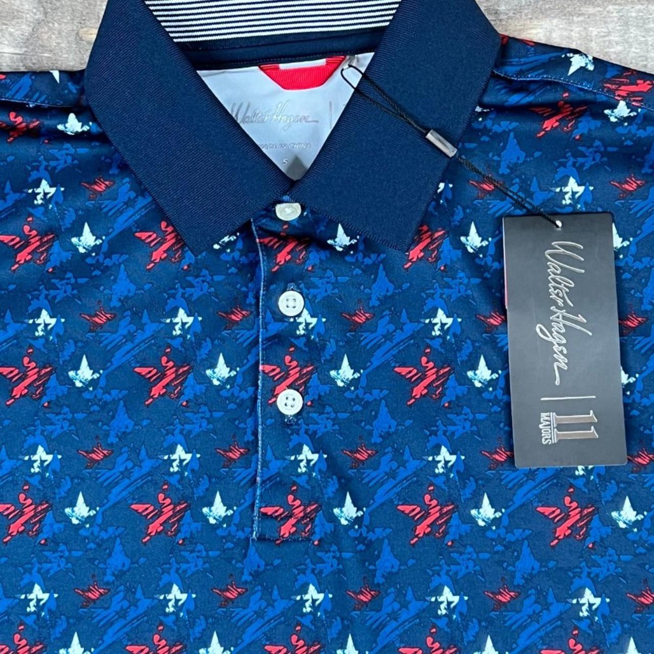 Walter Hagen Men's Navy and Red Poloshirts Depop