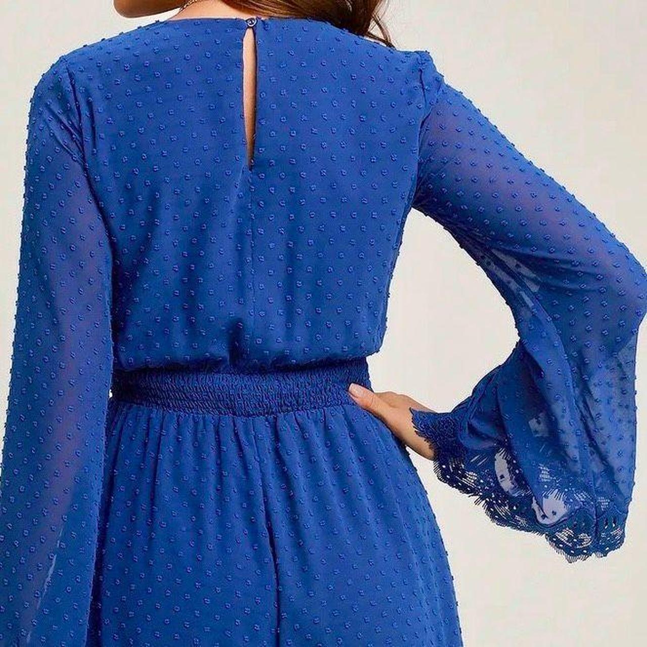 Royal Blue Eyelash Lace Romper