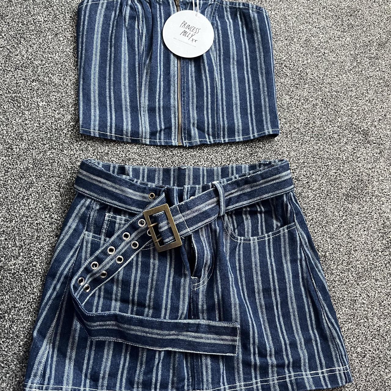 Princes Polly size 6 denim striped co ord. New with... - Depop