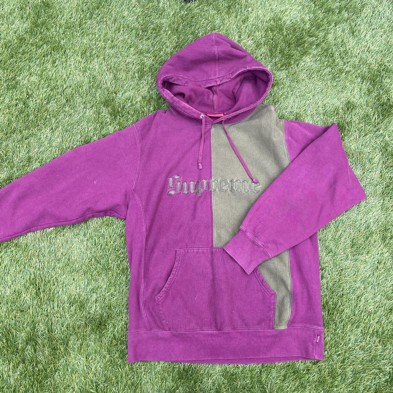 Supreme hoodie OLD ENGLISH two tone purple magenta... - Depop