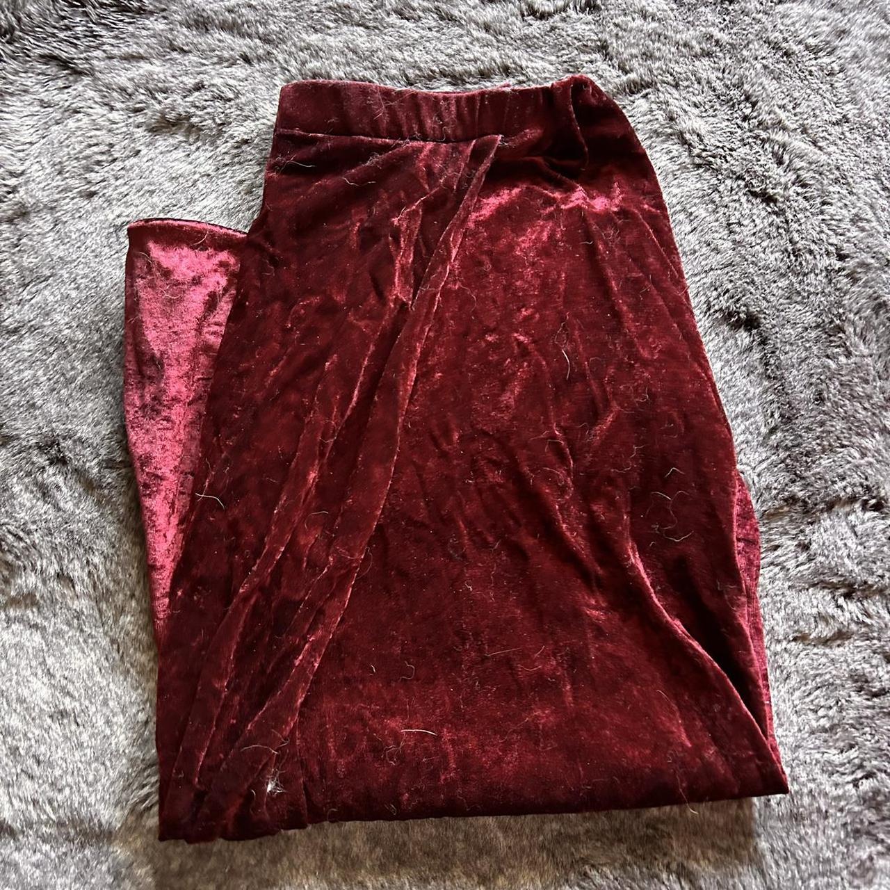 super dope red / burgundy velvet gothic skirt size:... - Depop