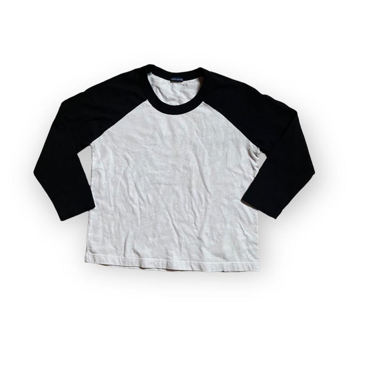 Brandy Melville Black And White Cropped Baseball Tee... Depop