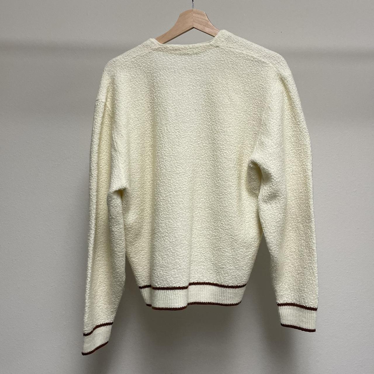 Unbranded Men's Cream and Brown Cardigan | Depop