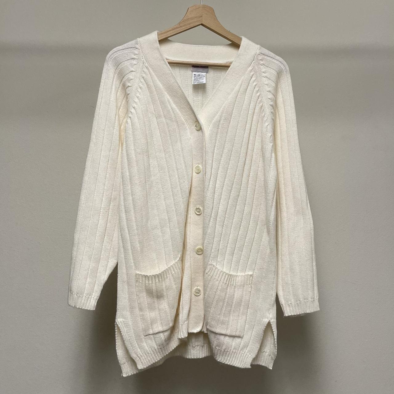 Unbranded Women's Cream and White Cardigan | Depop