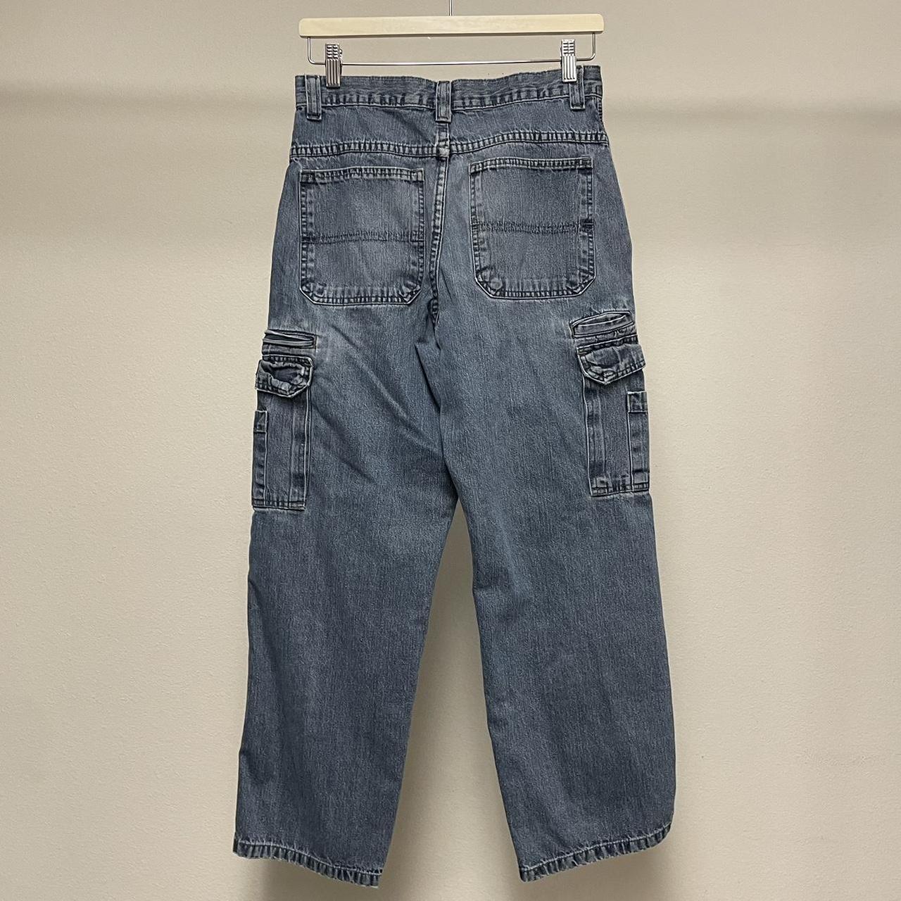 Vintage Wrangler cargo jeans 2000s y2k faded blue... - Depop