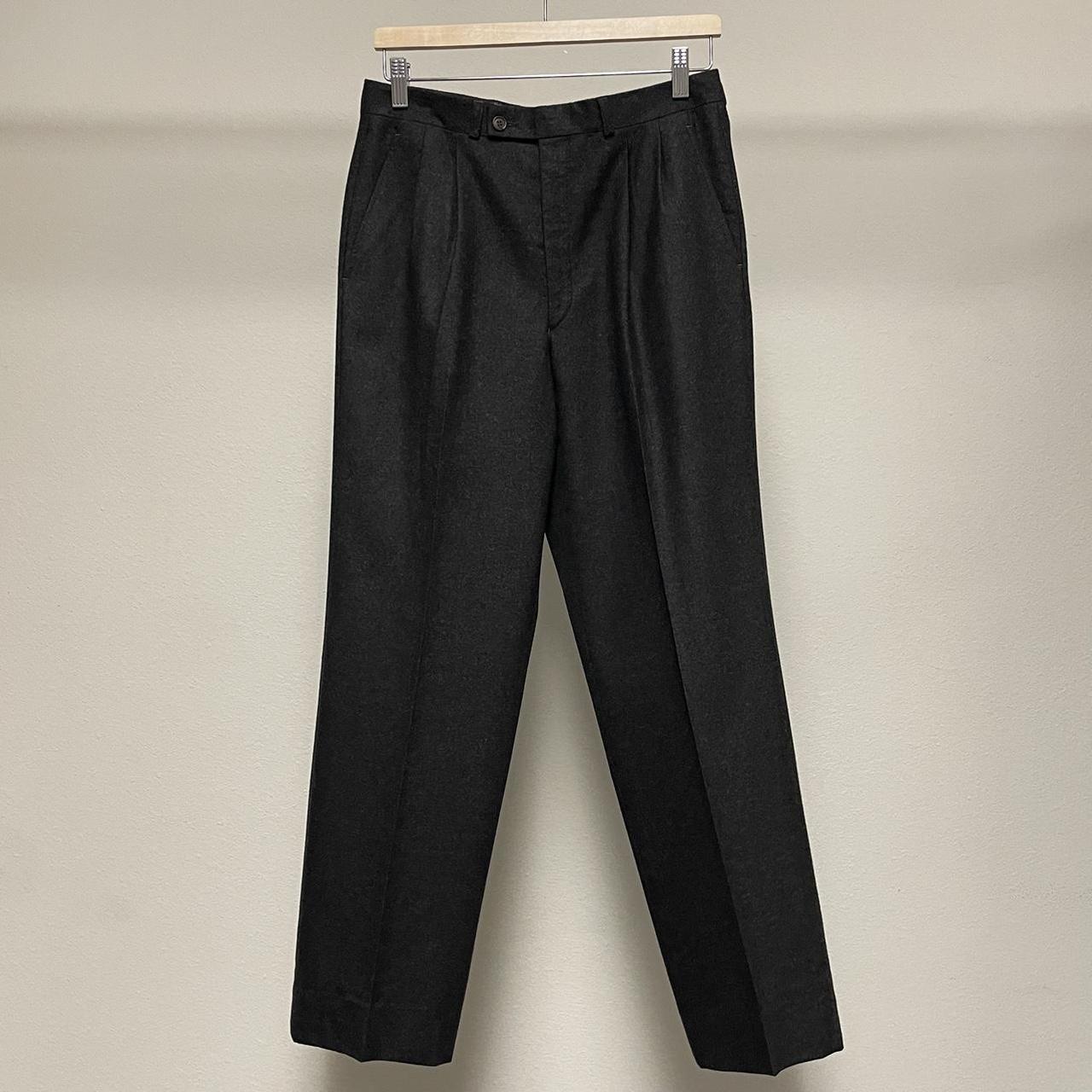 Vintage YSL wool pants 1990s charcoal grey pleated... - Depop