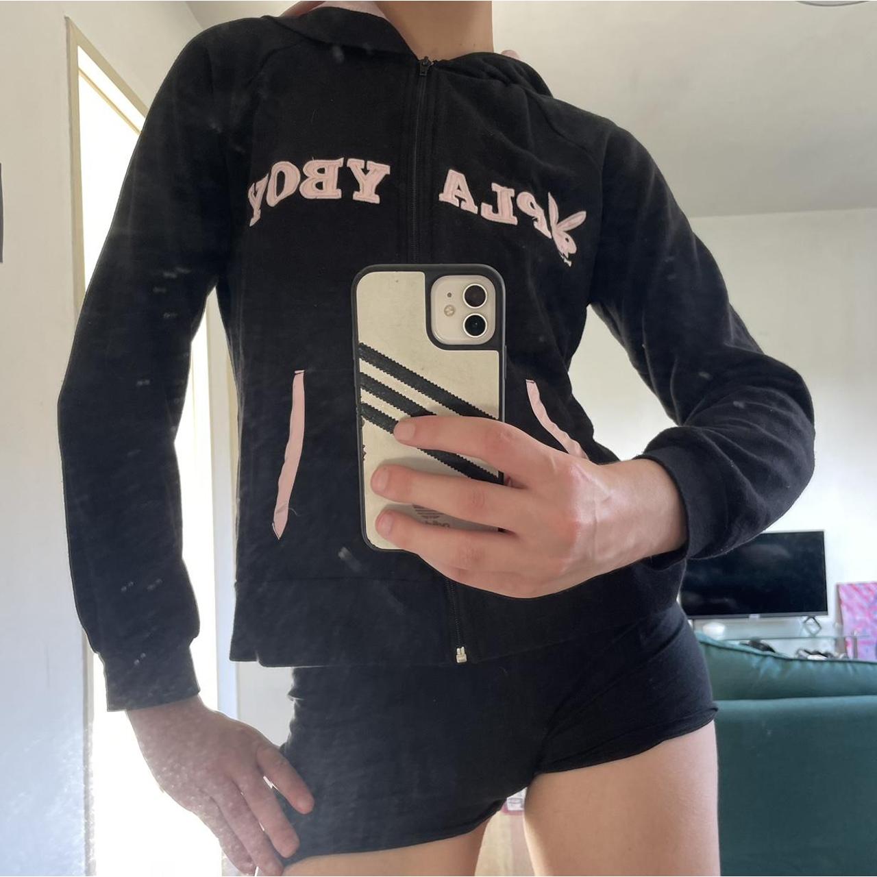 Playboy zip up hoodie w/ silk hood 🐰💗 Size... Depop