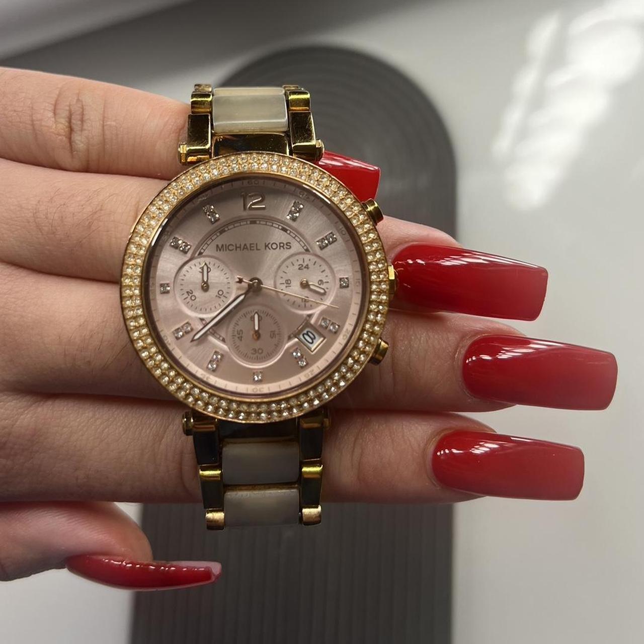 Red and gold michael kors online watch