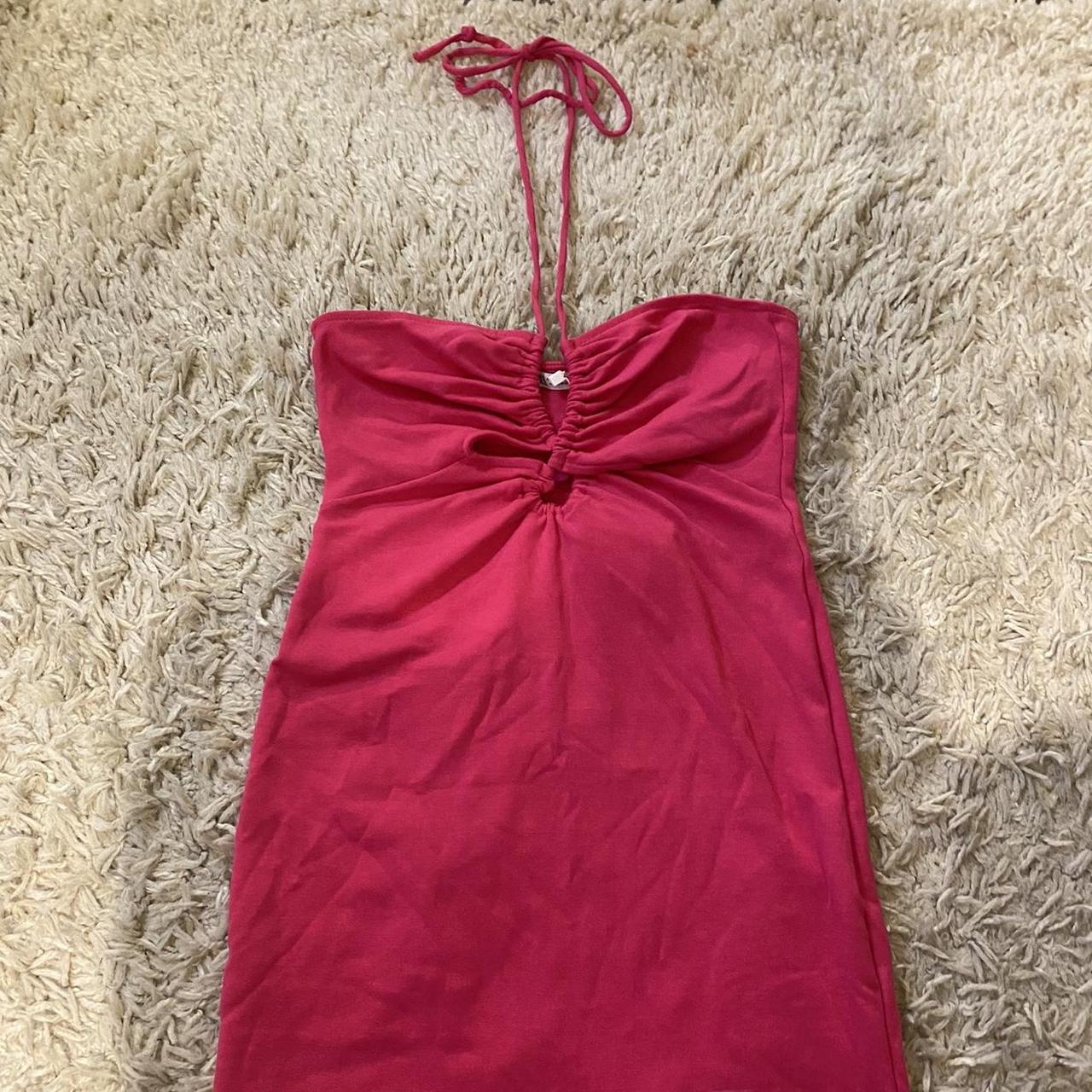 Pink tie up mini dress Never worn/tags on Size 8/10 - Depop