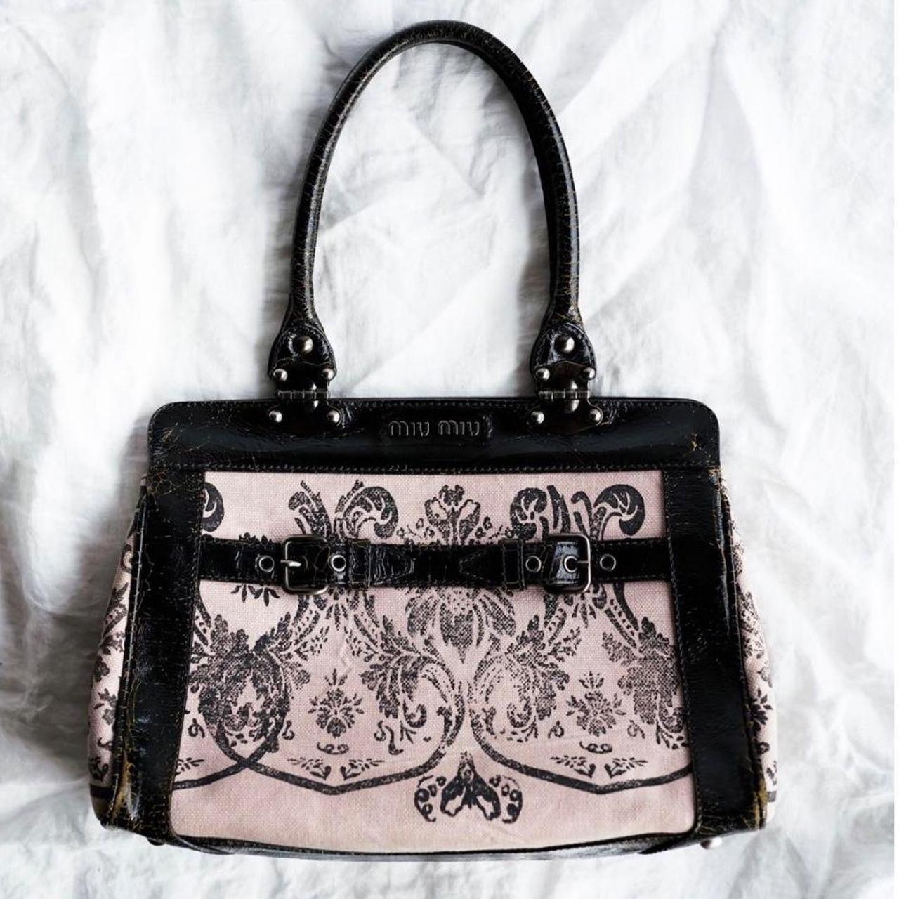 Miu miu 2005 SS leather and cloth printed tote bag | Depop Miu miu 2005 SS leather and cloth printed tote bag | Depop