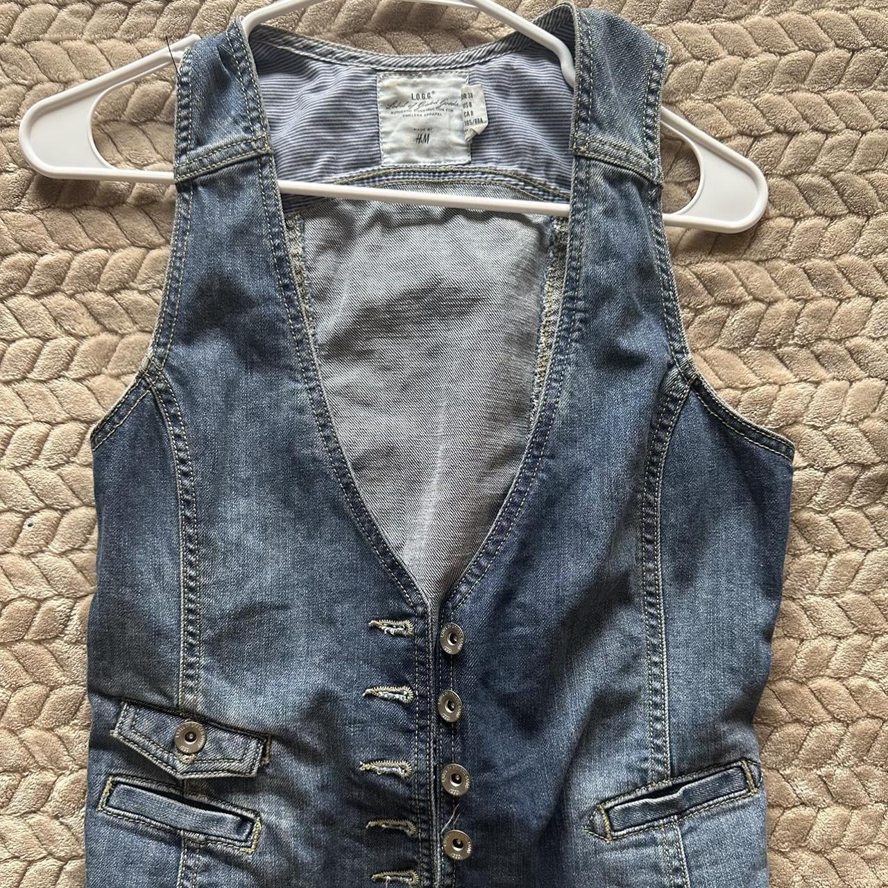 Vintage denim button up vest. Can fit any size up to... - Depop