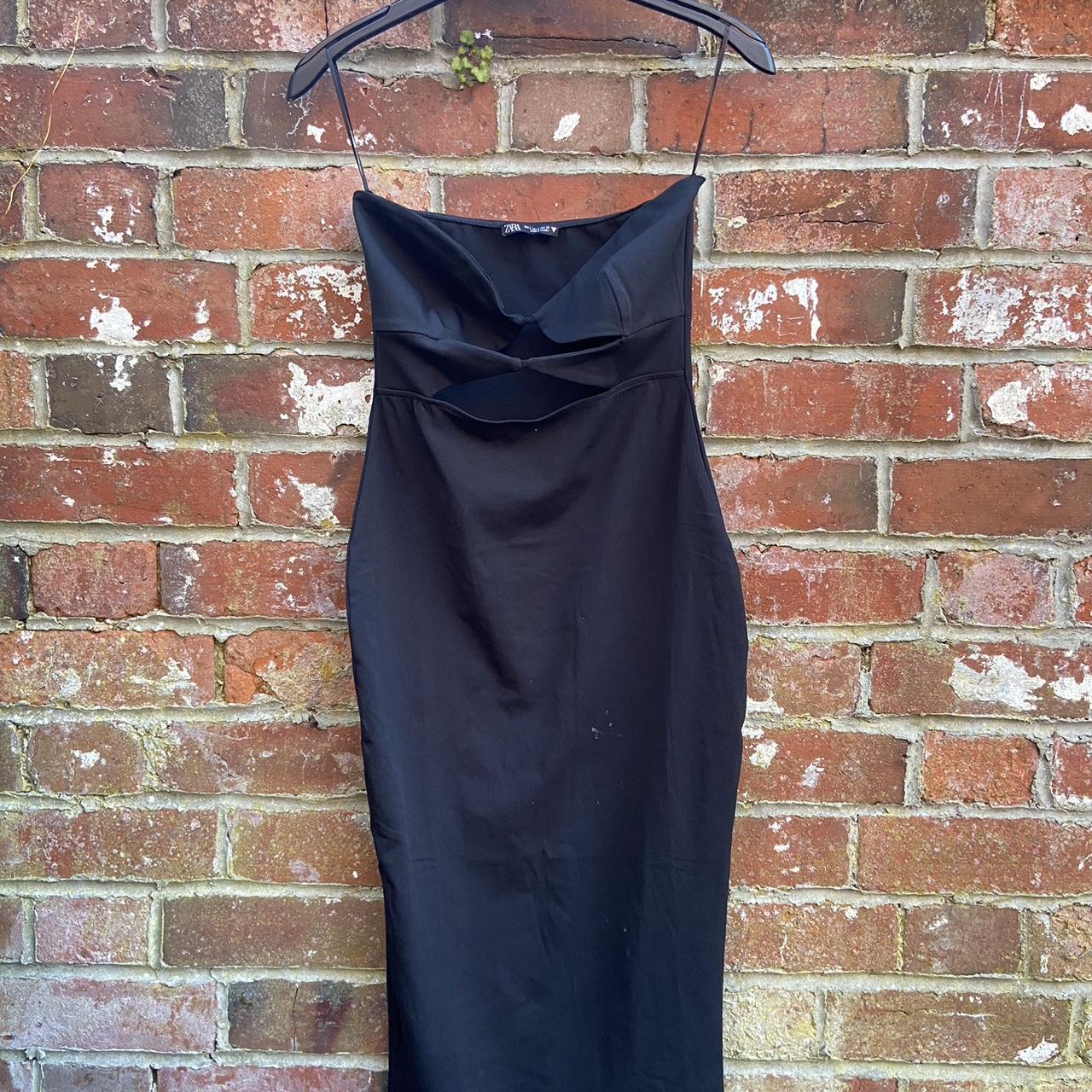 Zara black slit midi dress Really flattering for... Depop