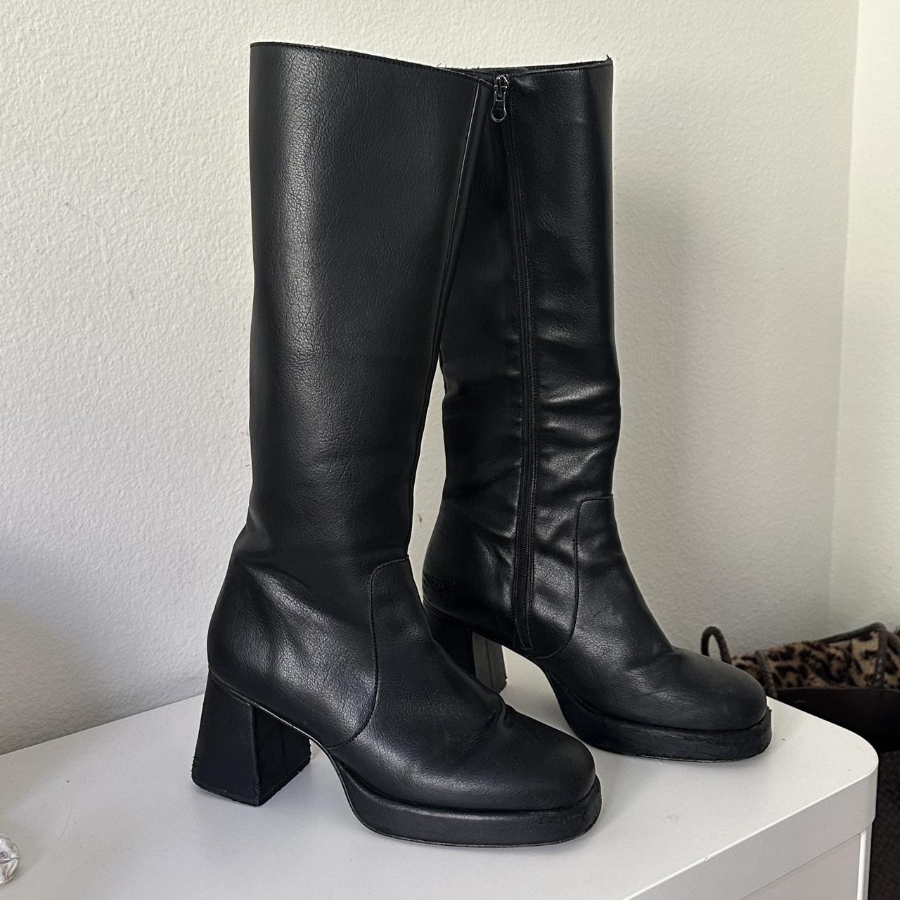 uo vix knee high black boots