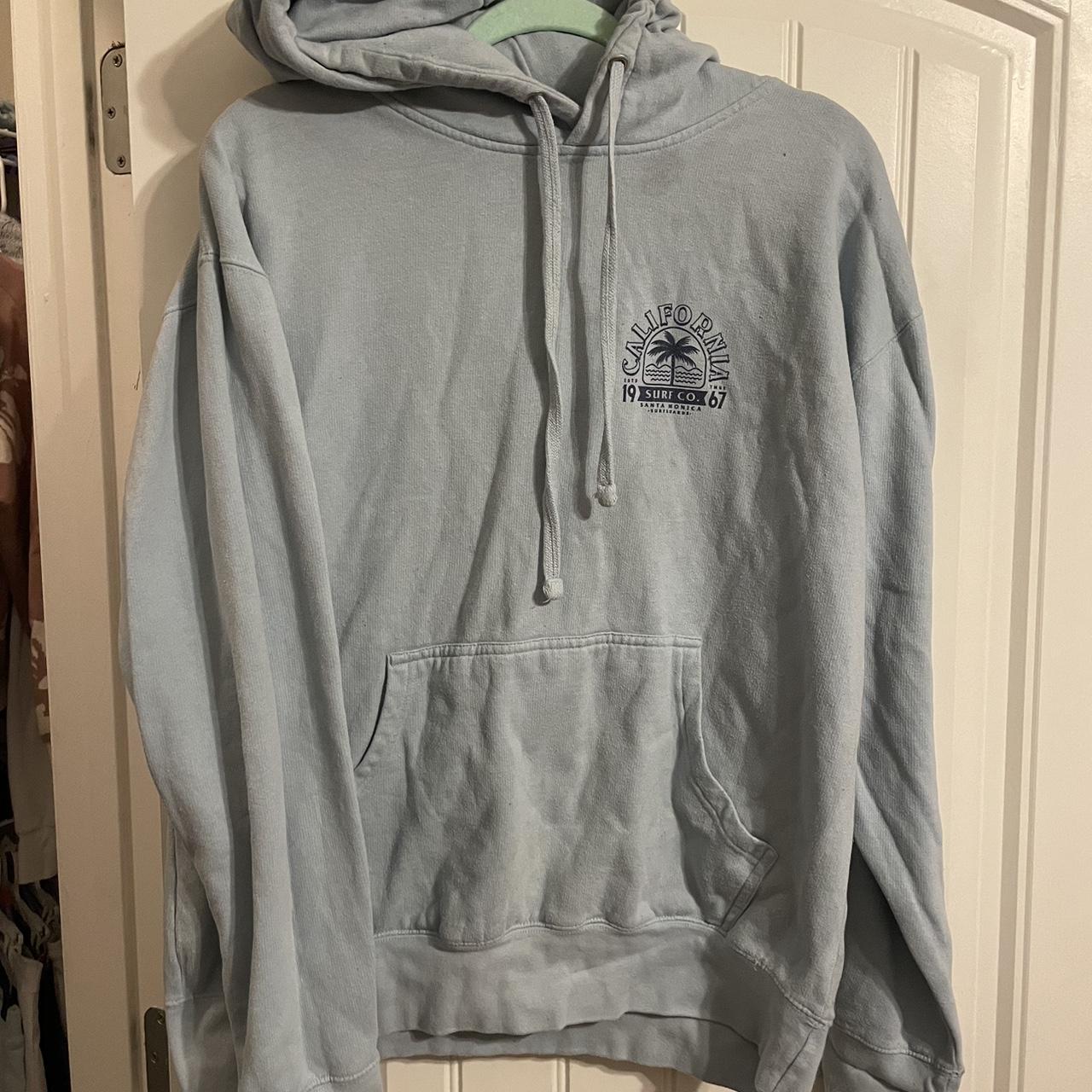 light blue cali surf co hoodie sz large unisex send... - Depop