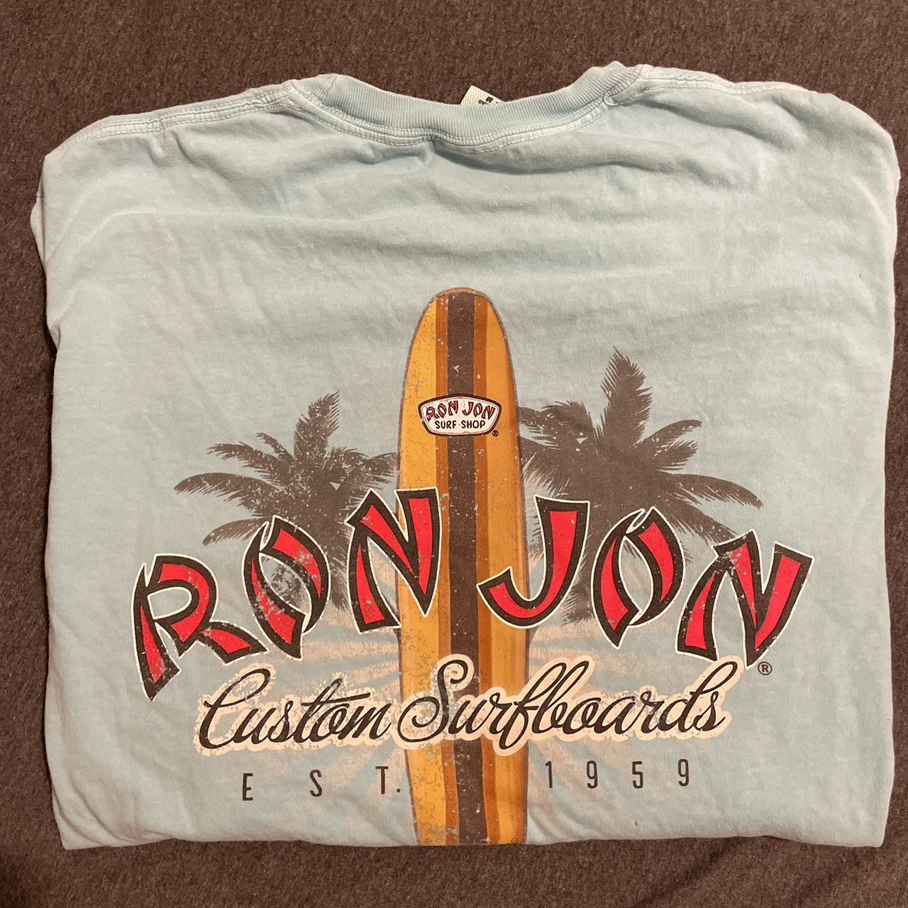 light blue ron jon surf shop long sleeve tshirt... Depop