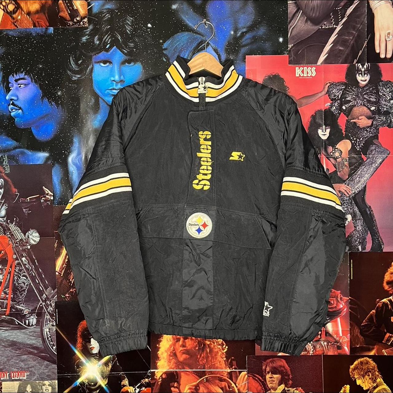 Vintage Steelers Starter Jacket 90s black and - Depop