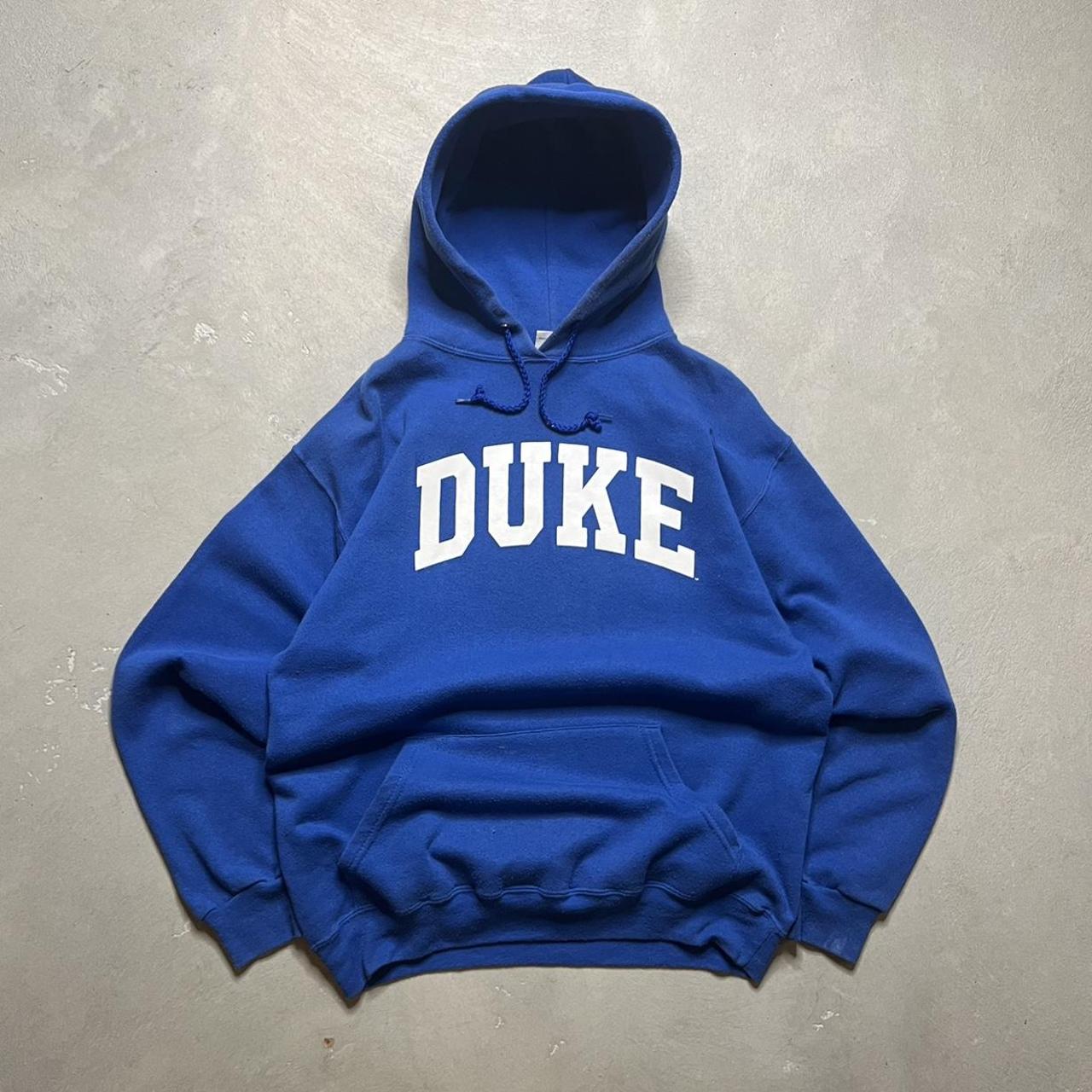 Duke Men's White and Blue Hoodie