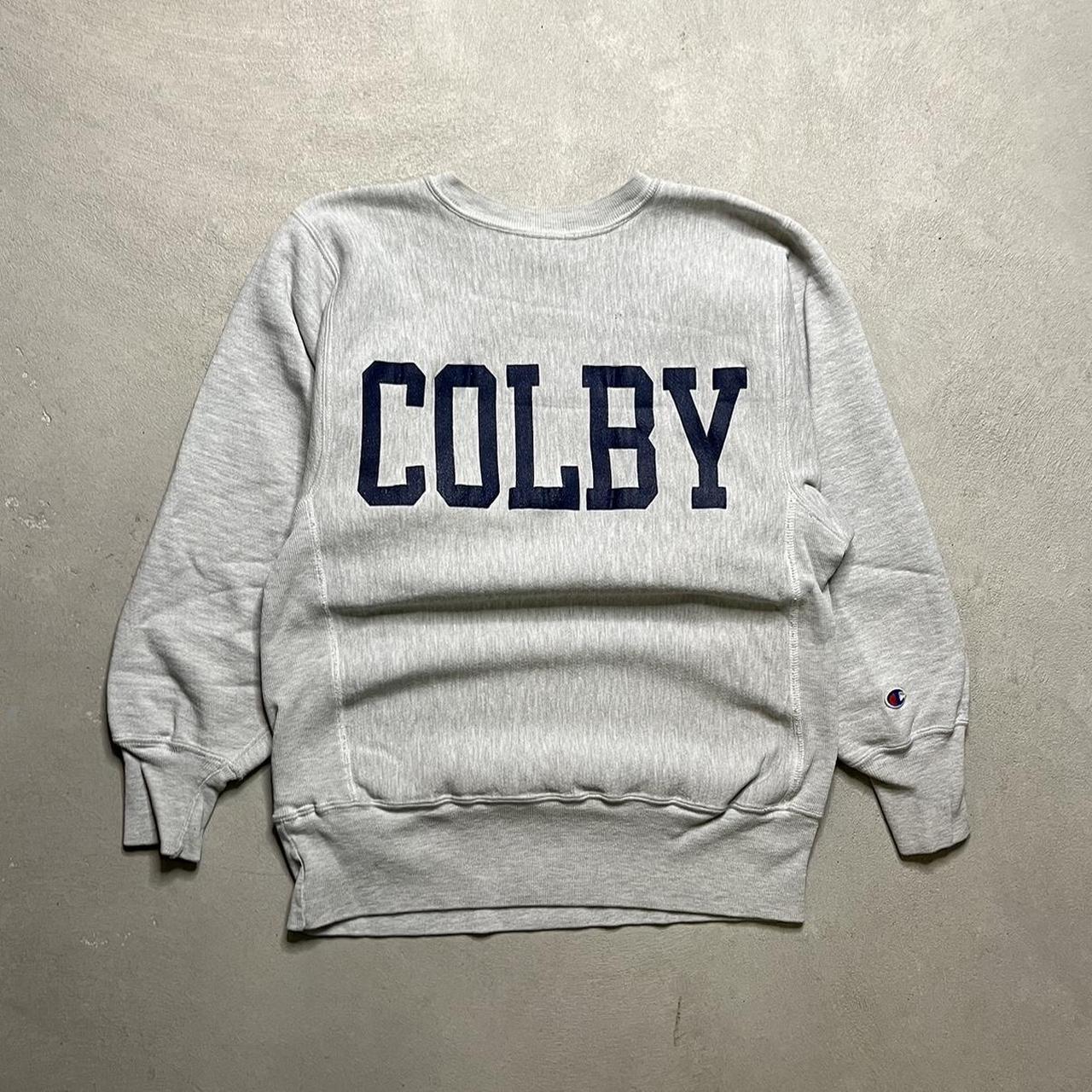 Vintage Colby University Reverse Weave 90s grey... - Depop