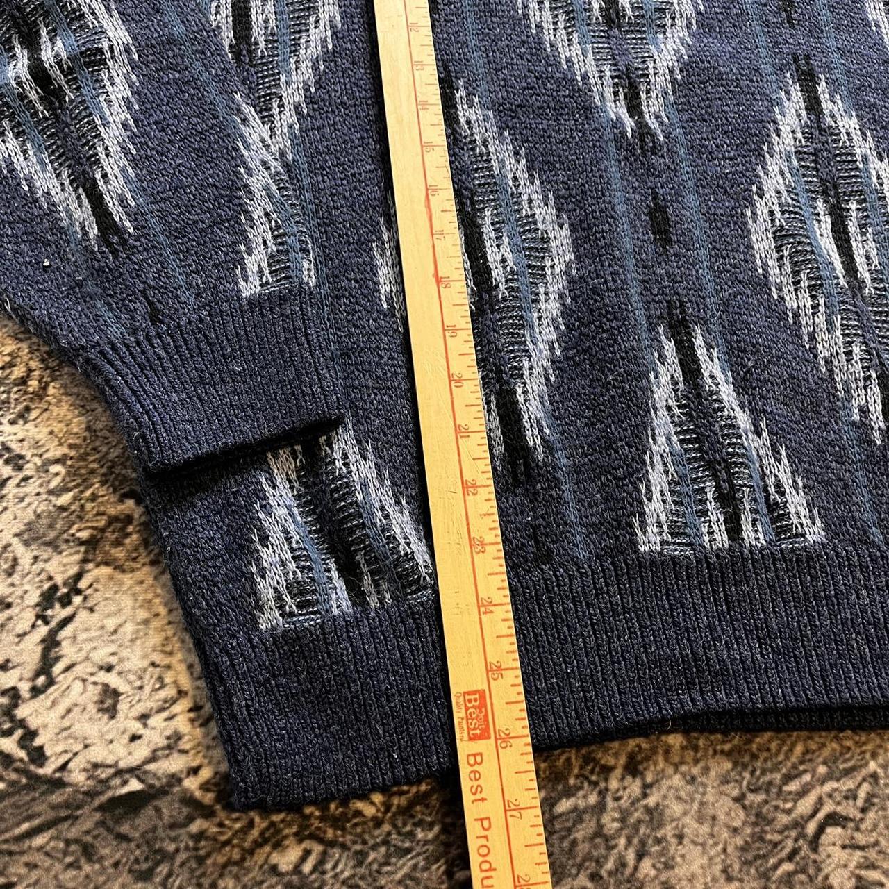 Vintage Patterned Sweater 90s made in usa blue... Depop