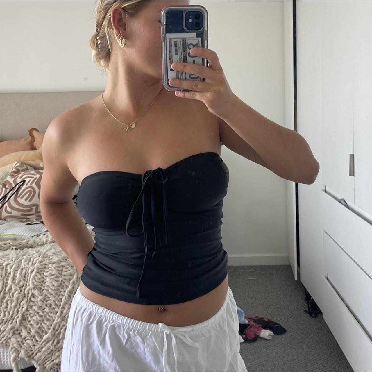 Stunning black strapless top ! Too small for me but... - Depop