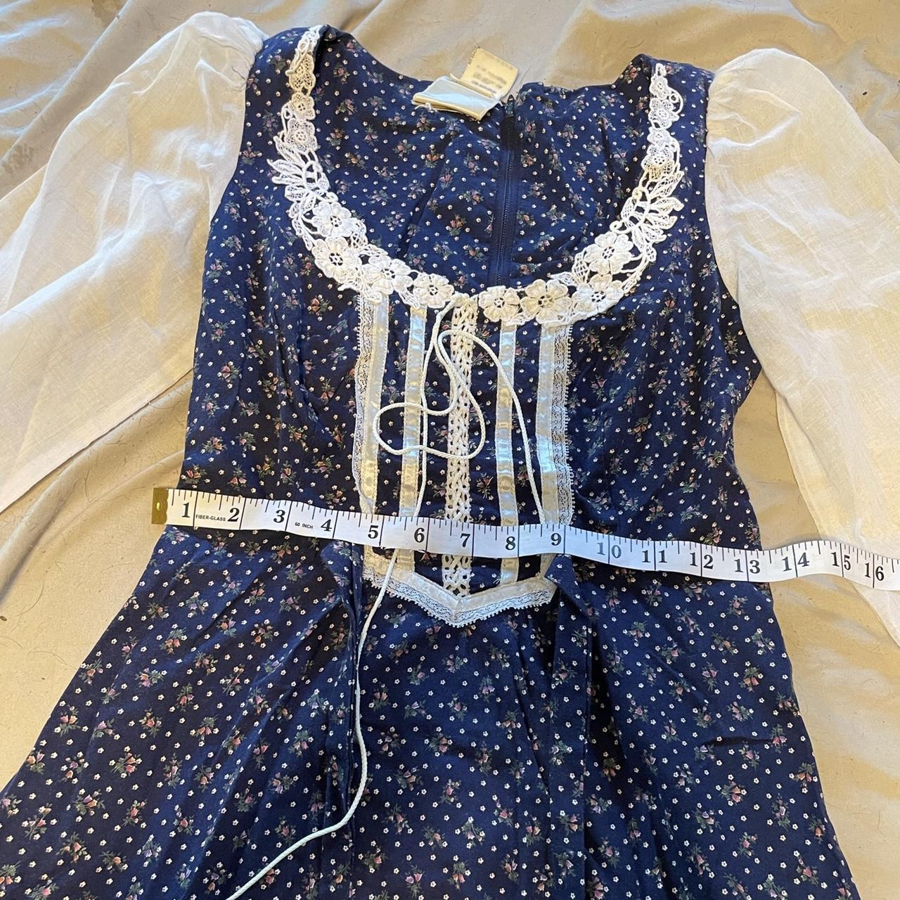 Blue midi Gunne Sax, size 7 Bust measures 16” flat,... Depop