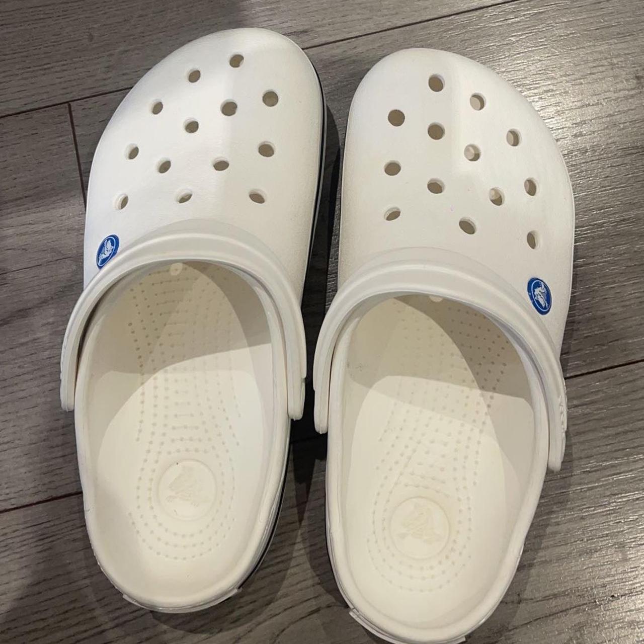 Women’s white crocs🤍 M6/W8 Size 5/6 Hardly worn at... - Depop