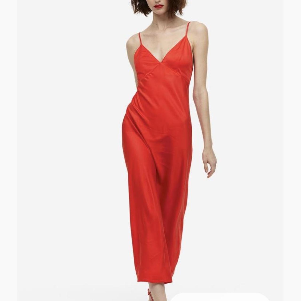h&m red satin slip dress, perfect condition