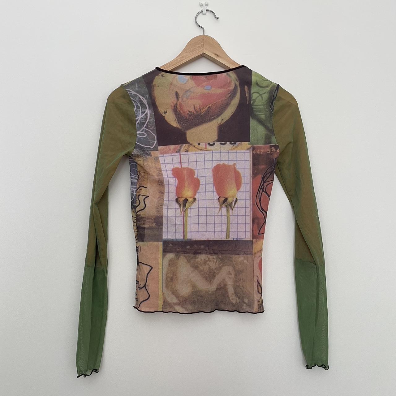 Vintage 90s cop copine rose top graphic mesh top | Depop