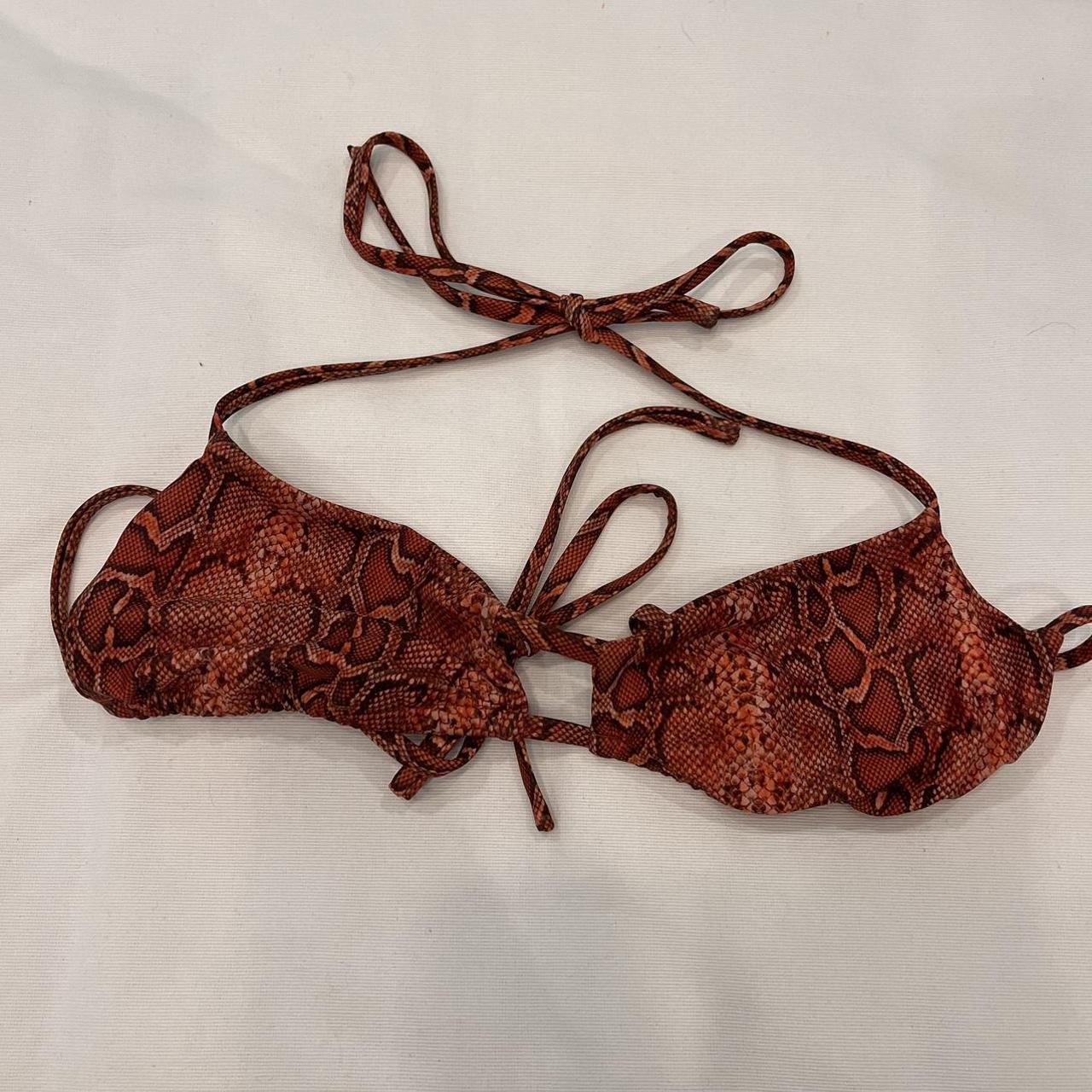 Frankies Bikinis Women's Brown and Tan Bikini-and-tankini-tops | Depop